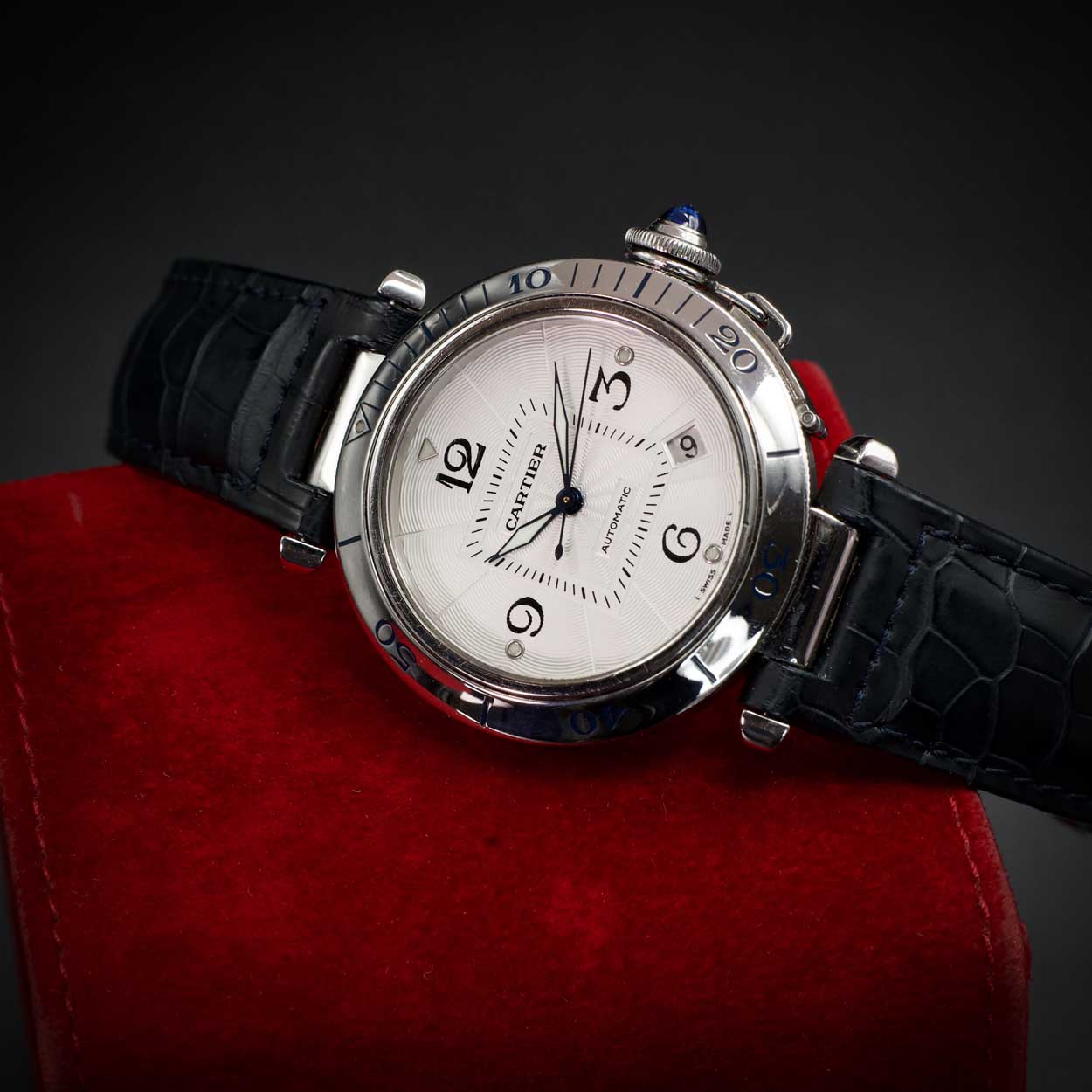 Cartier Pasha Date Automatic Stainless Steel White Dial Watch - 38mm