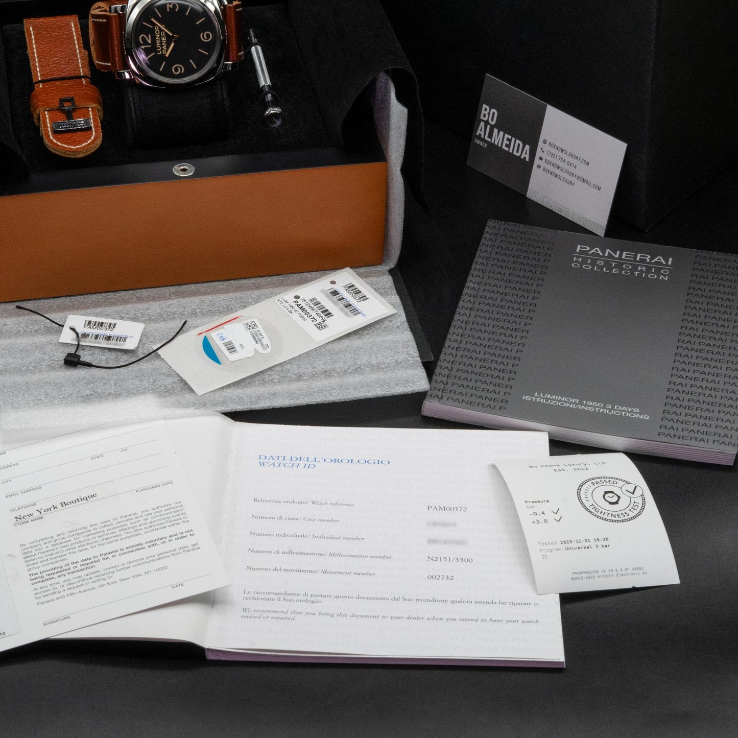 Panerai Luminor 1950 PAM00372 47mm Steel Black Sandwich Dial Box Papers 2012