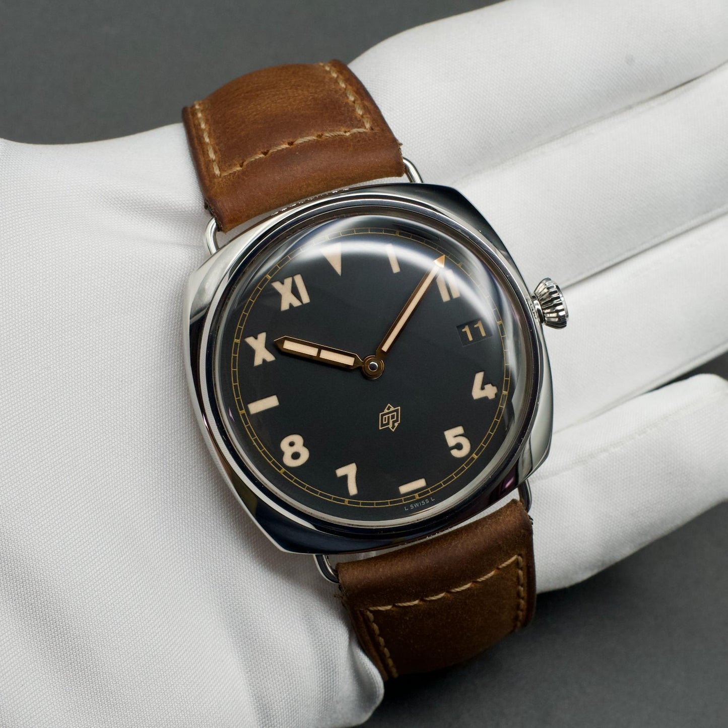 Panerai Radiomir California 3 Days Stainless Steel Black Dial held in hand