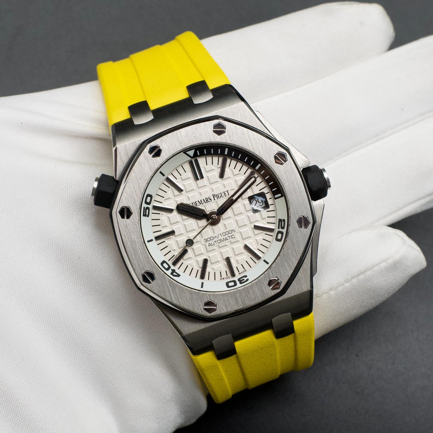 Audemars Piguet 15710ST Royal Oak Offshore held in hand