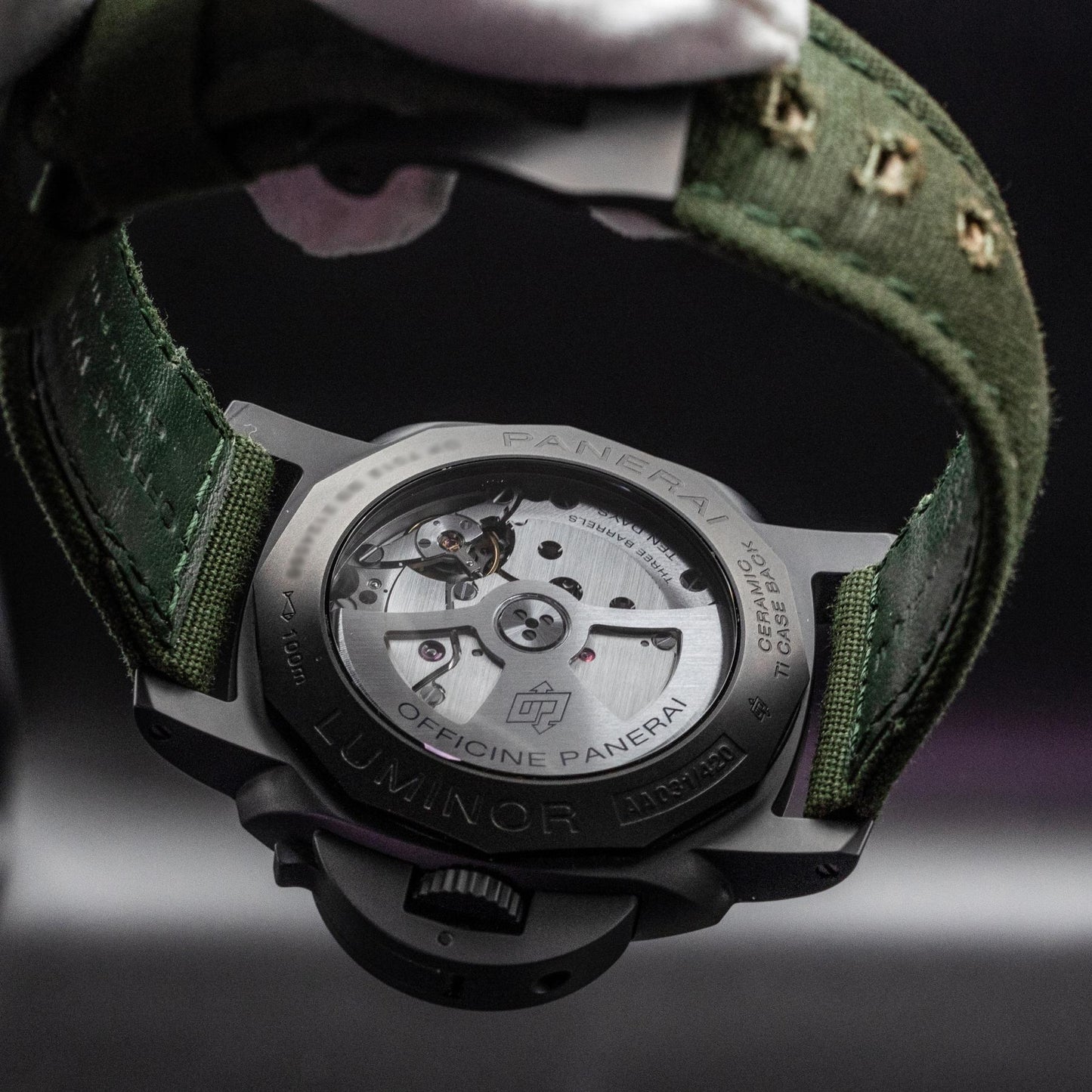 PAM01483 Black Ceramic Green Movement