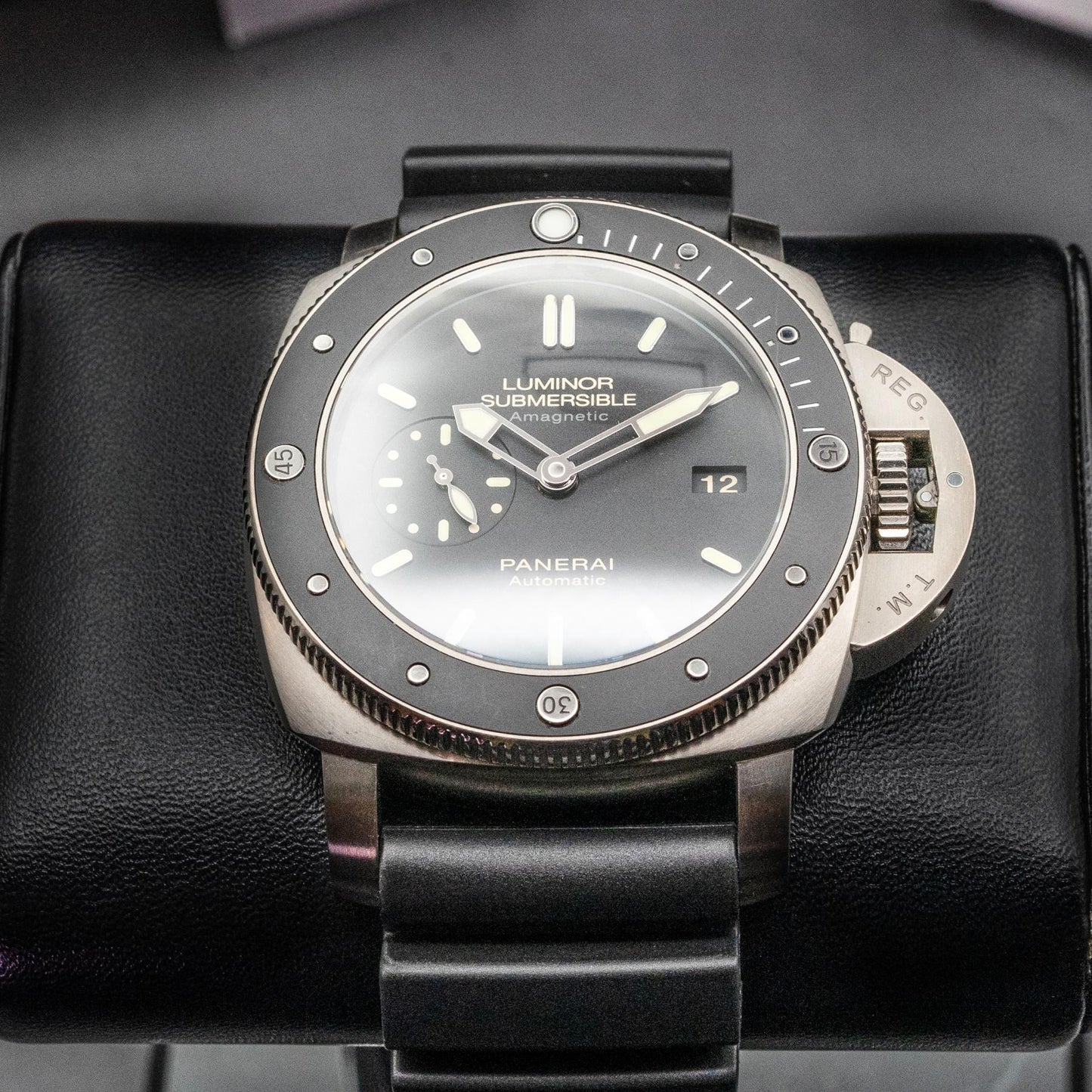Panerai Luminor Submersible PAM00389 47mm Titanium Black Dial Box Papers 2015