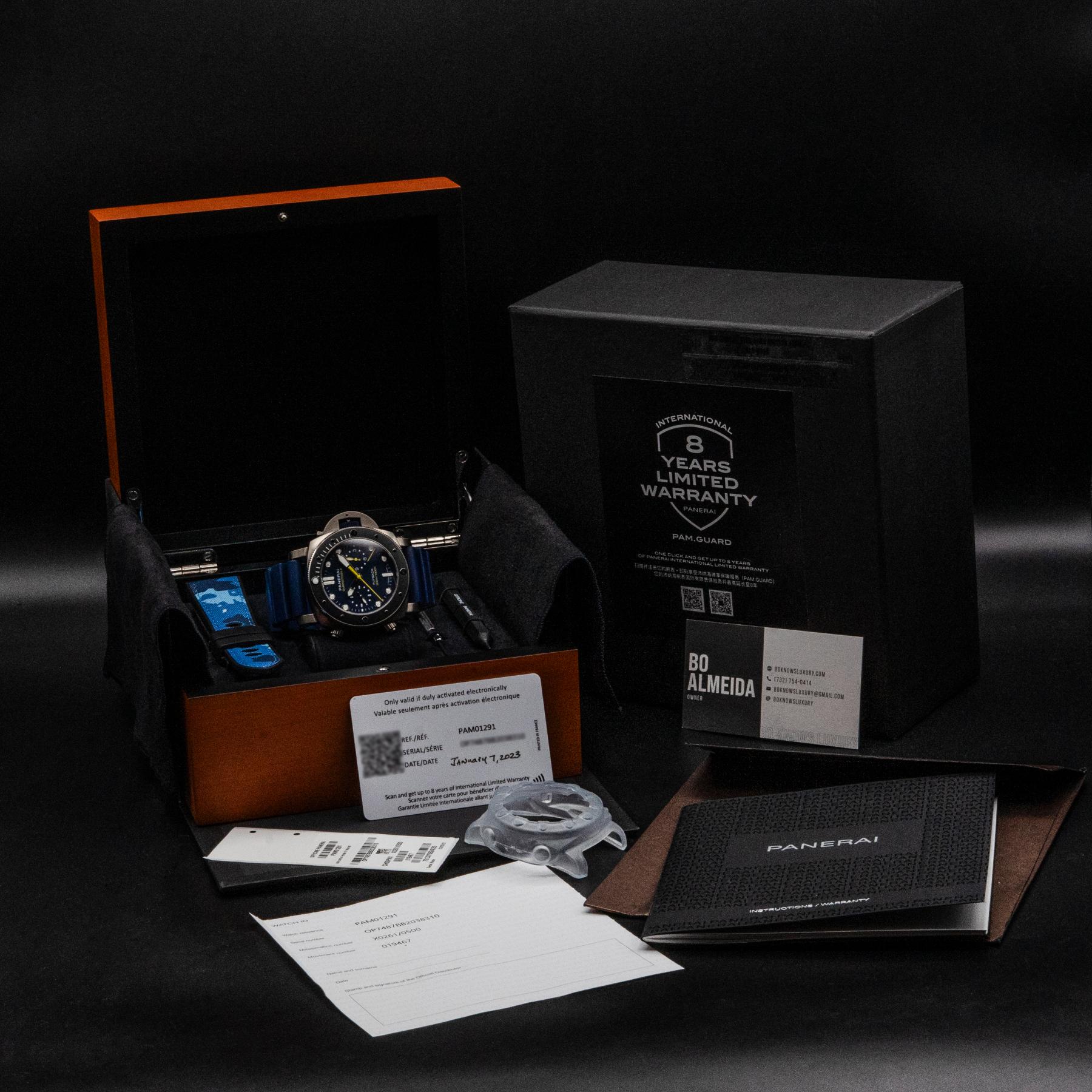 Panerai Submersible Chrono Flyback Mike Horn PAM01291 47mm Titanium Box Papers 2023
