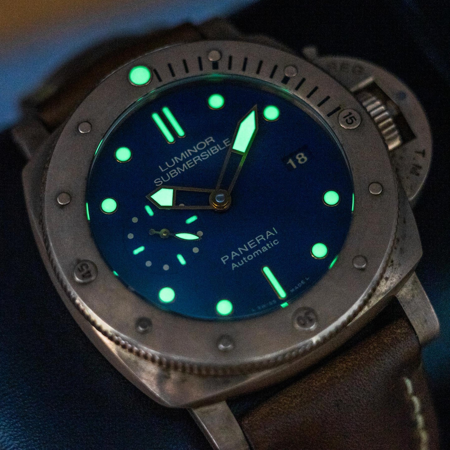 PAM00671  Submersible 1950 Bronzo 47mm Blue Dial Lumes