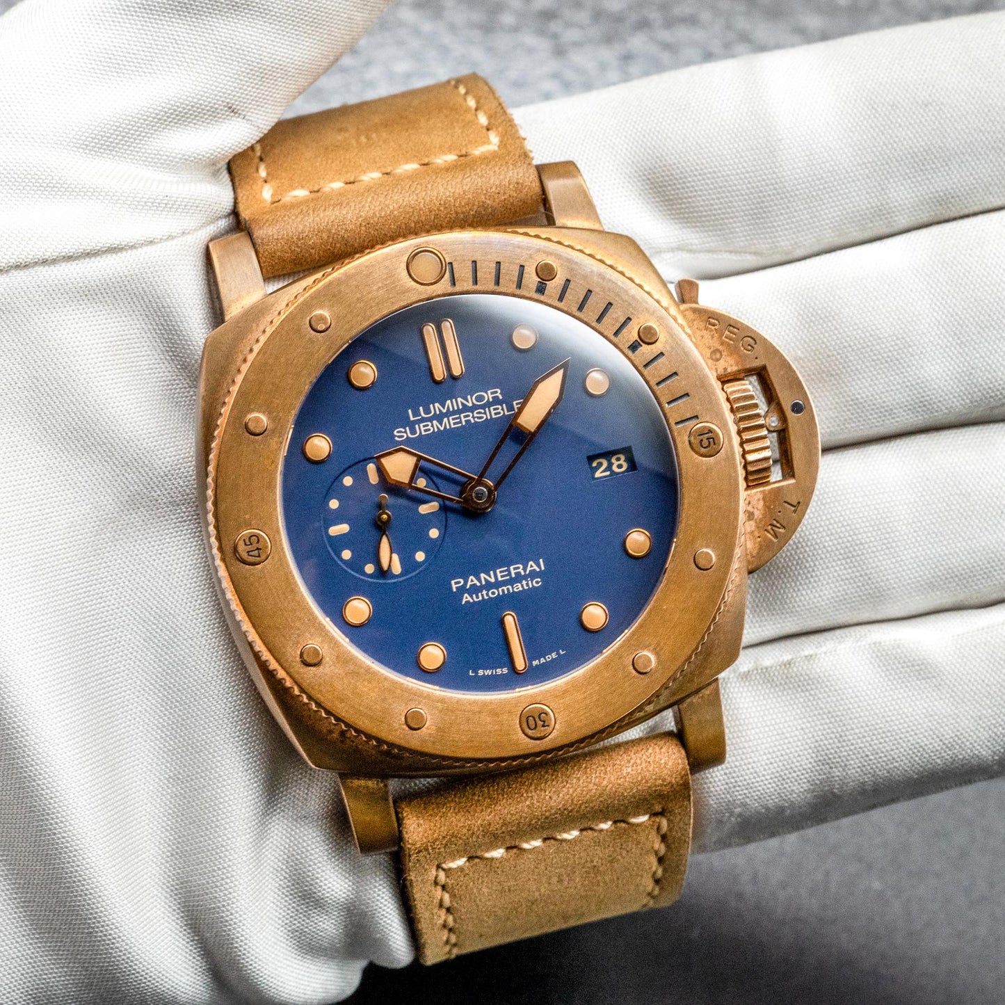 Panerai Submersible Bronzo PAM00671 47mm Blue Dial Box Papers 2018