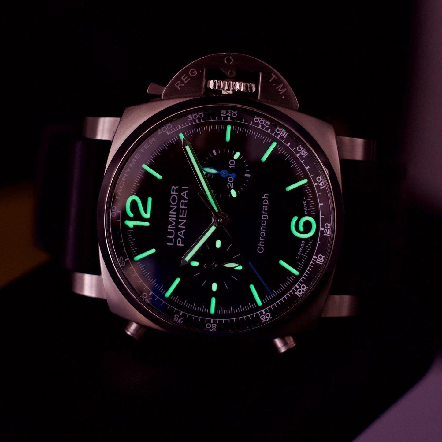 Panerai PAM01109 Luminor Chrono Steel Black Dial 44mm Box Papers