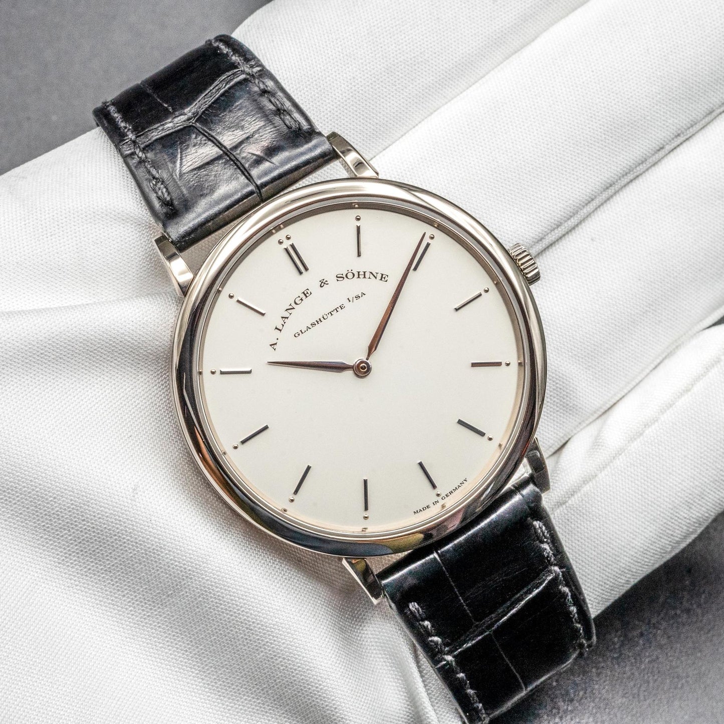 A. Lange & Sohne Saxonia Thin 211.026 White Gold Silver Dial Box Papers 2018