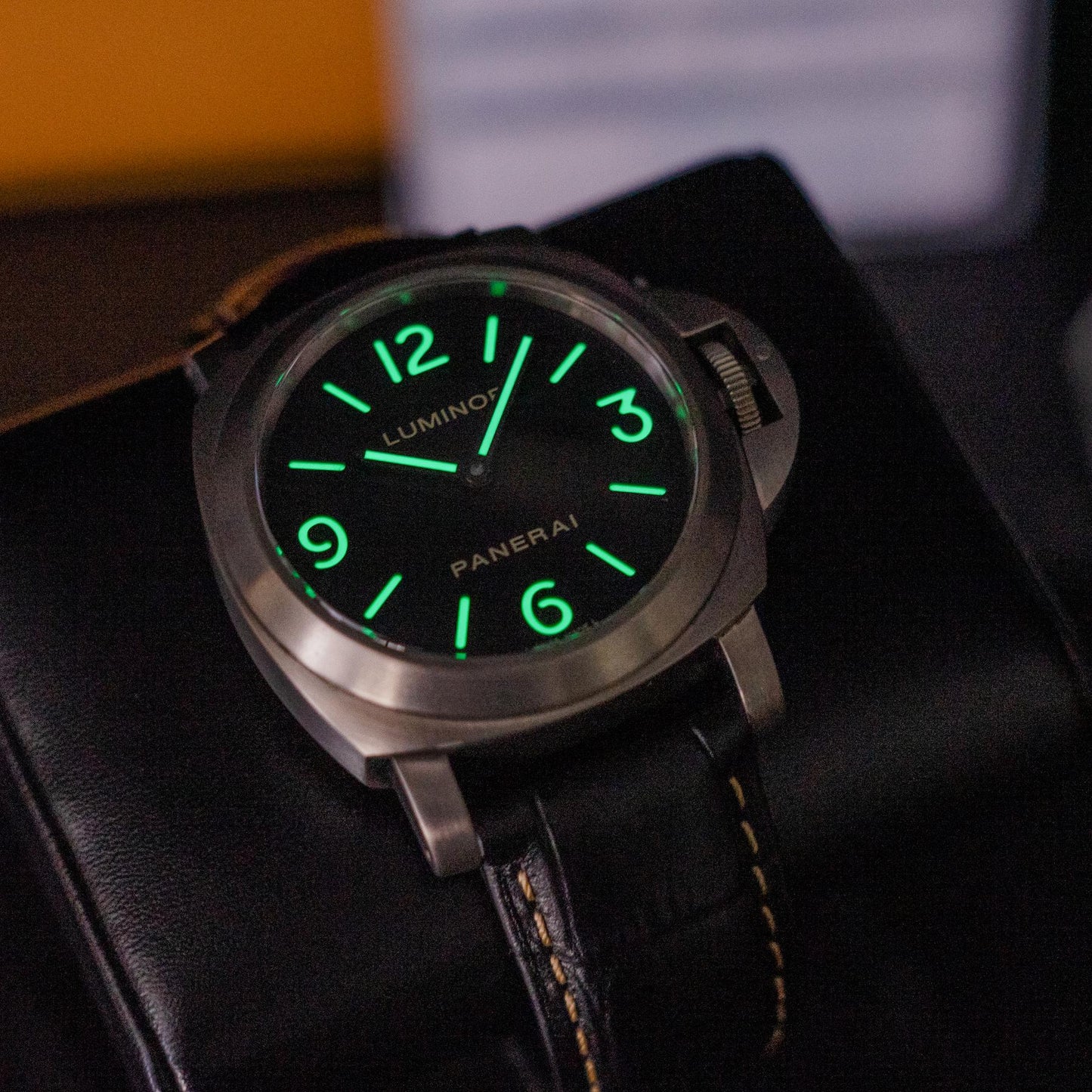 Panerai Luminor Base PAM00176 Titanium 44mm Black Sandwich Dial Box Papers 2016