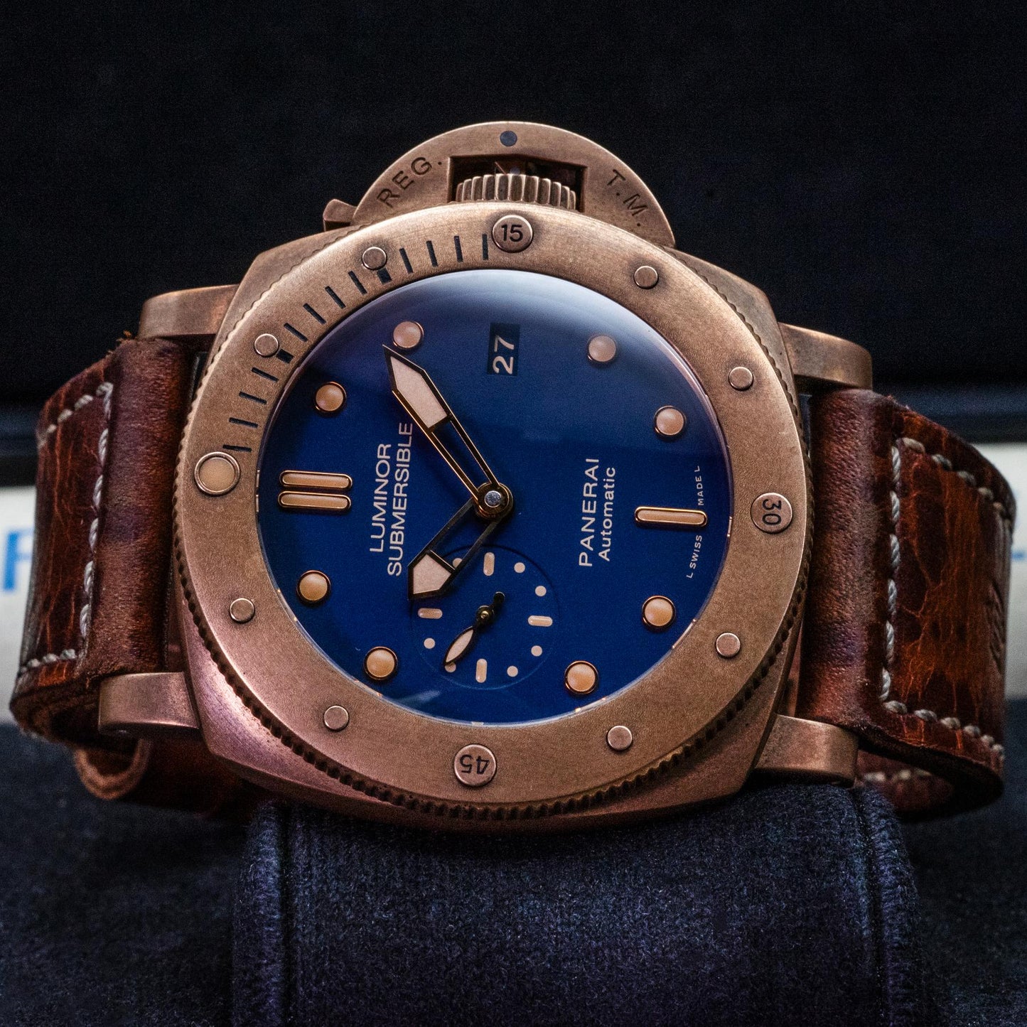 Panerai Luminor Submersible 1950 Bronzo PAM00671 47mm Blue Dial Box Papers 2017