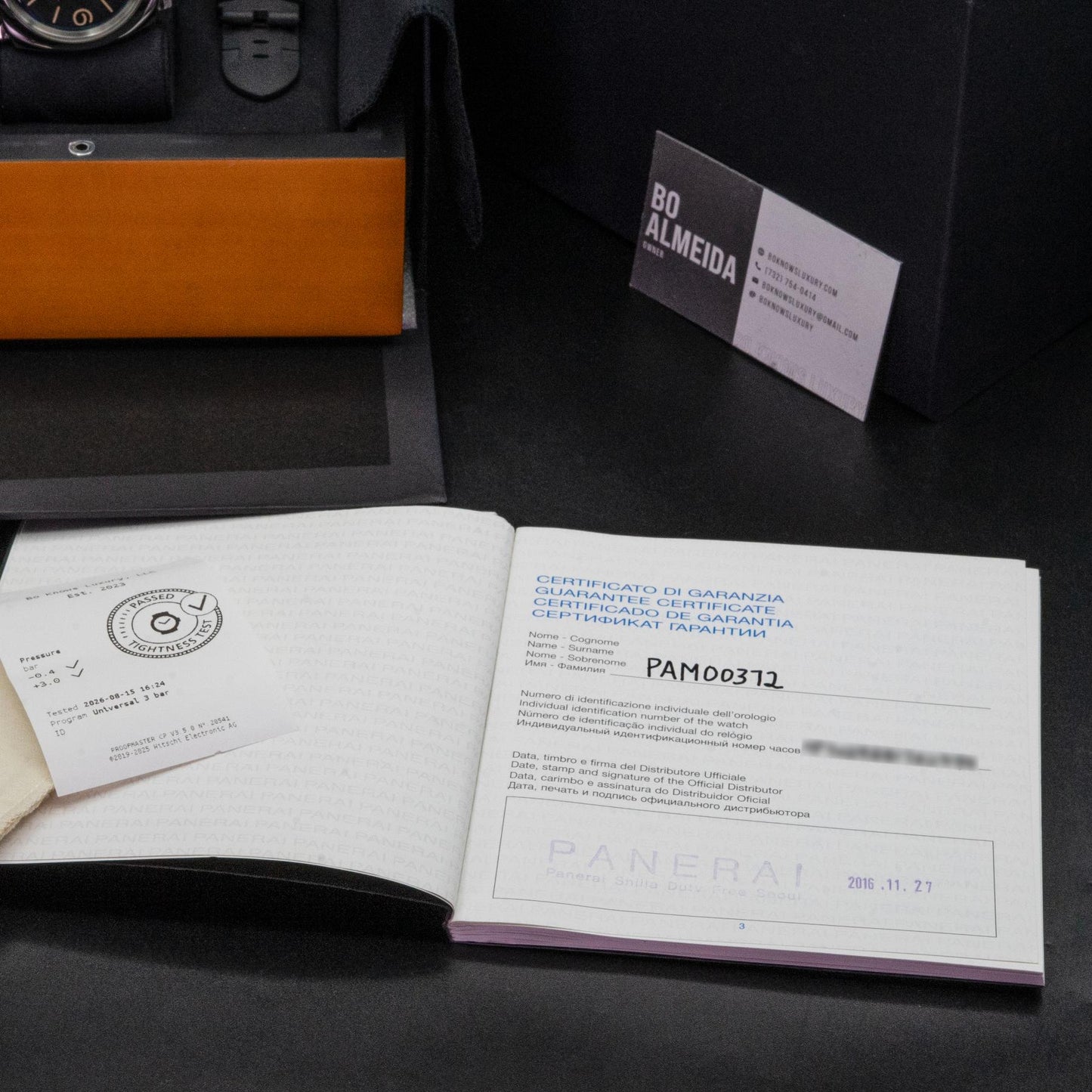 Panerai Luminor PAM00372 47mm Steel Black Dial Box Papers 2016
