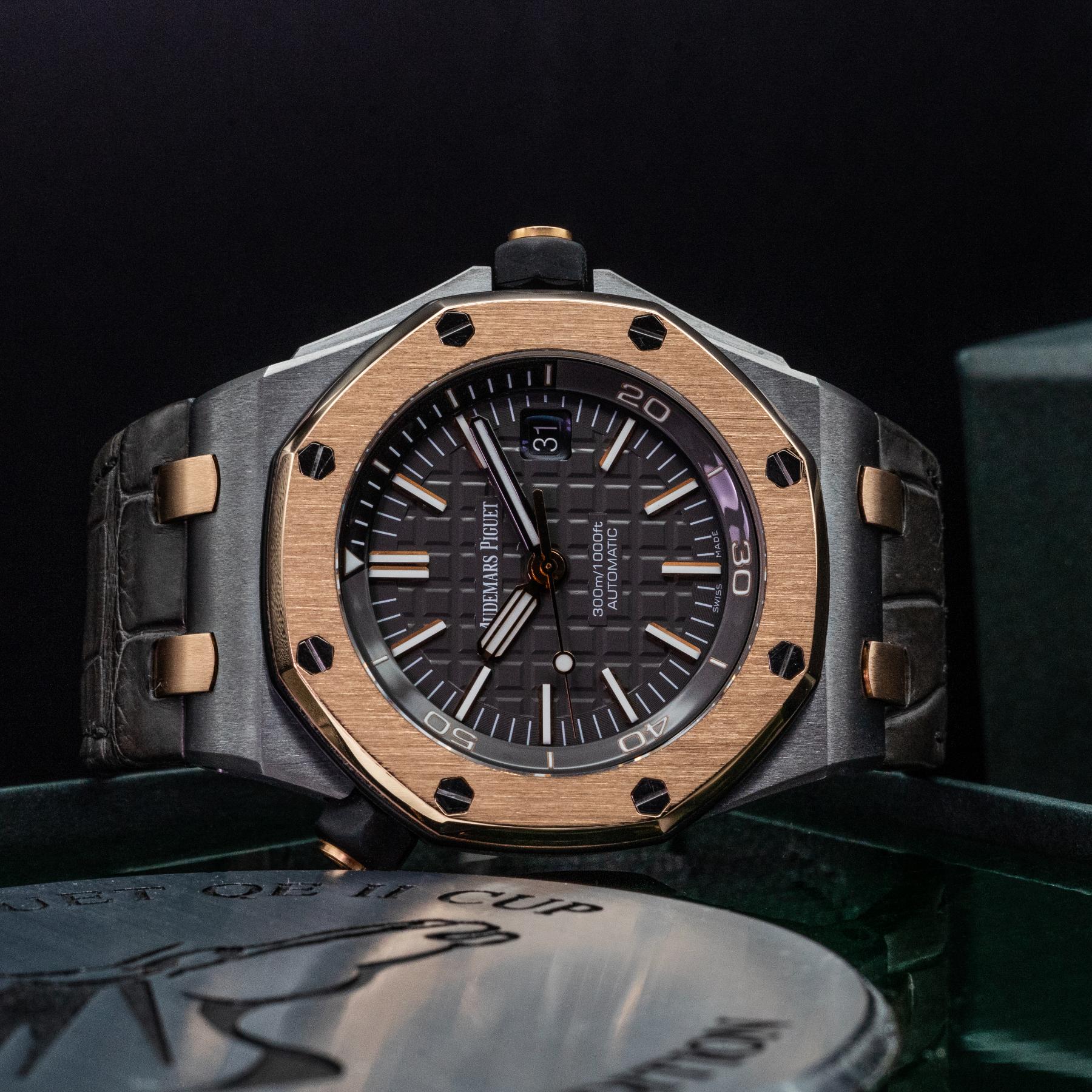 Audemars Piguet Royal Oak Offshore Diver QEII Cup 15709TR Tantalum Box Papers