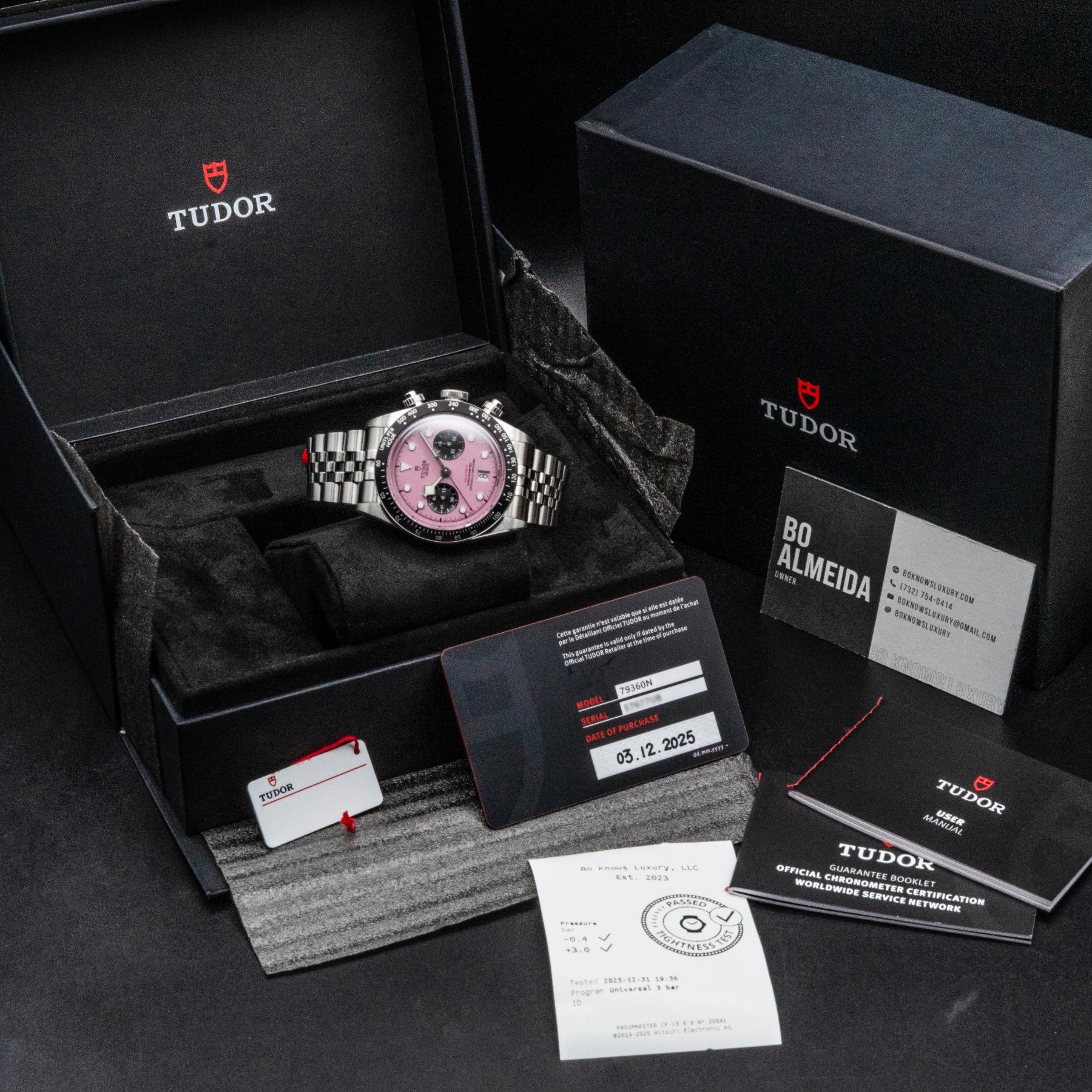 Tudor Black Bay Chrono M79360N-0019 41mm Steel Pink Dial Box Papers