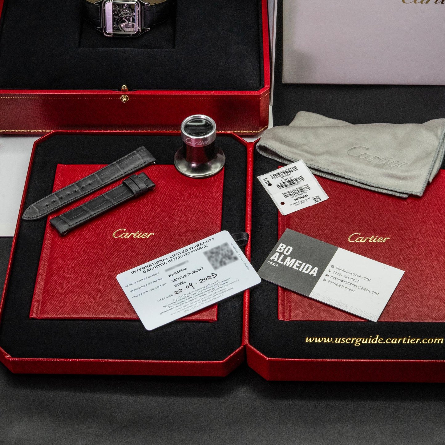 Cartier Santos-Dumont Skeleton Micro-Rotor WHSA0044 Steel Case Box Papers 2025