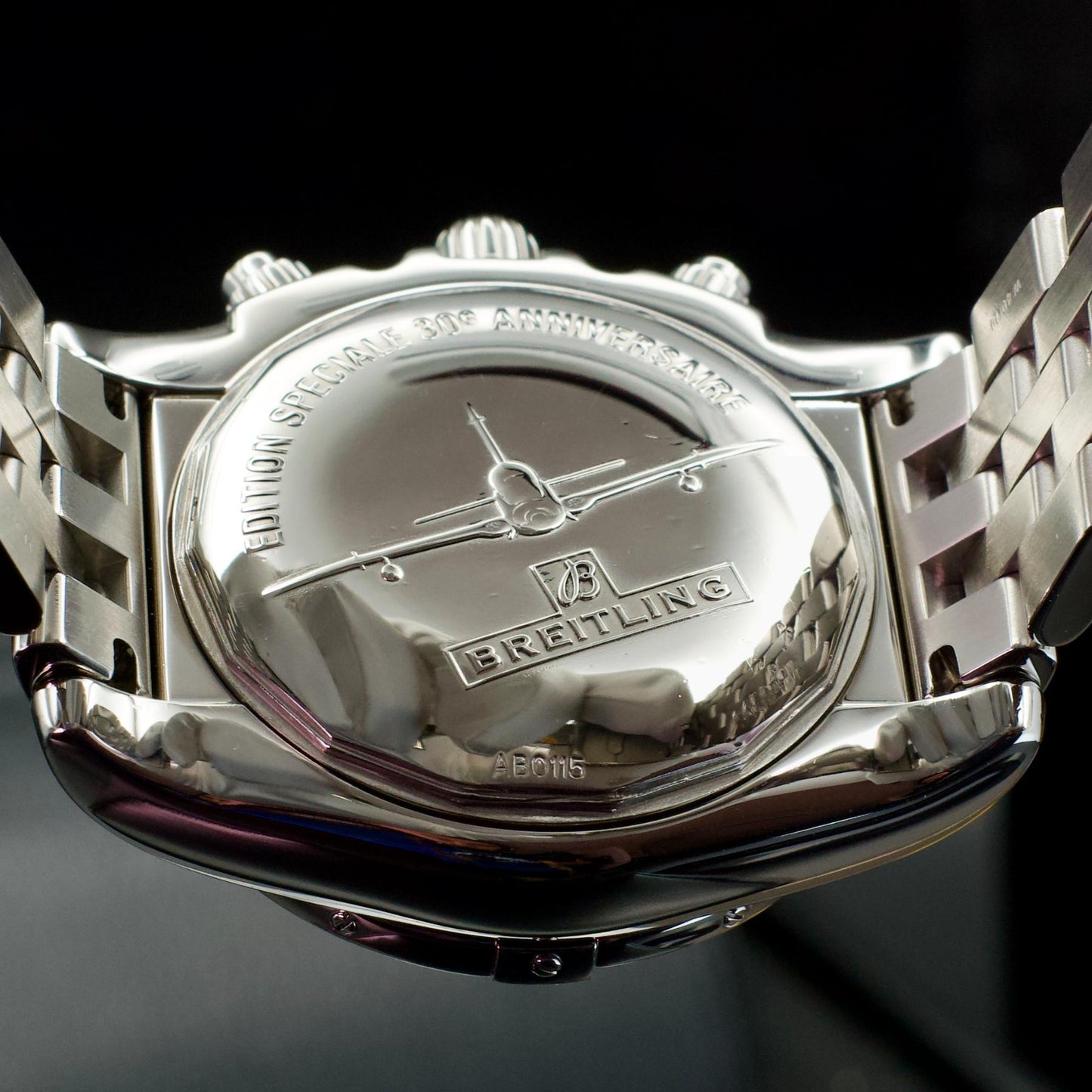 Breitling Chronomat Airborne Special Edition 44mm Black Dial Steel caseback with airplane