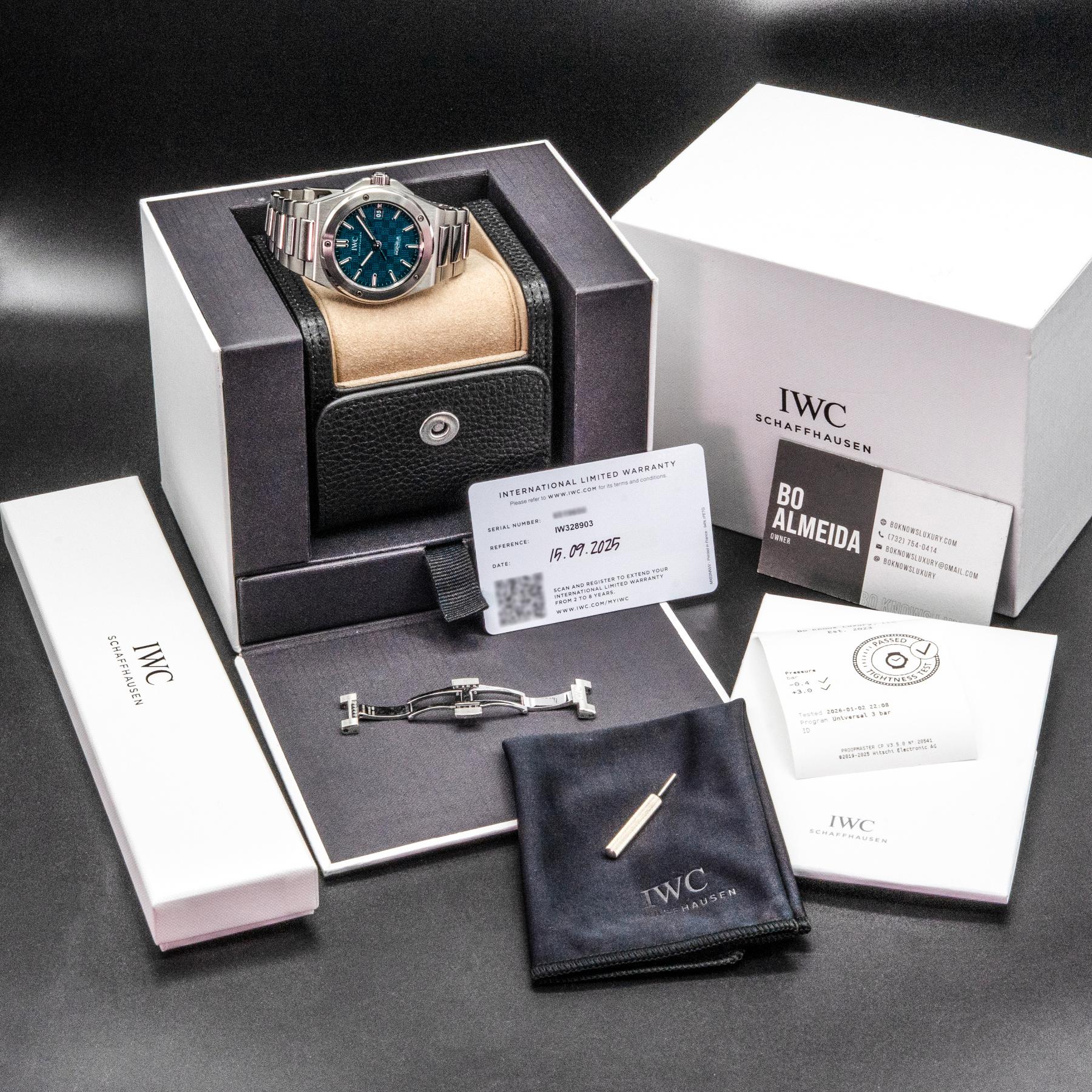 IWC Ingenieur Automatic 40 IW328903 Steel Green Grid Dial Box Papers 2025