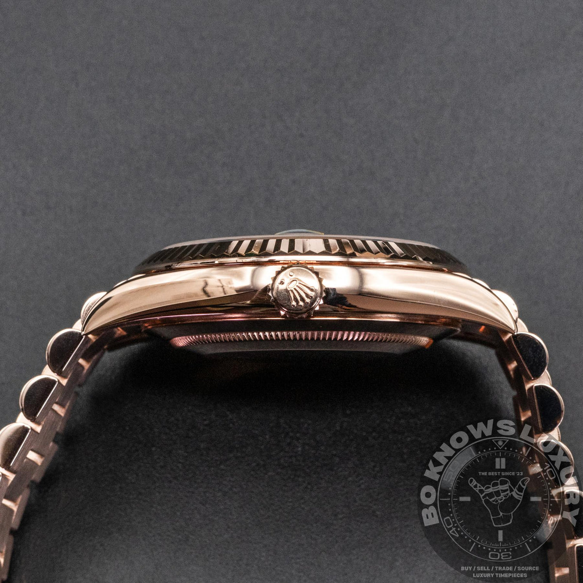 Rolex Day-Date 40 228235 40mm 18K Everose Gold Olive Green Roman Box Papers 2019