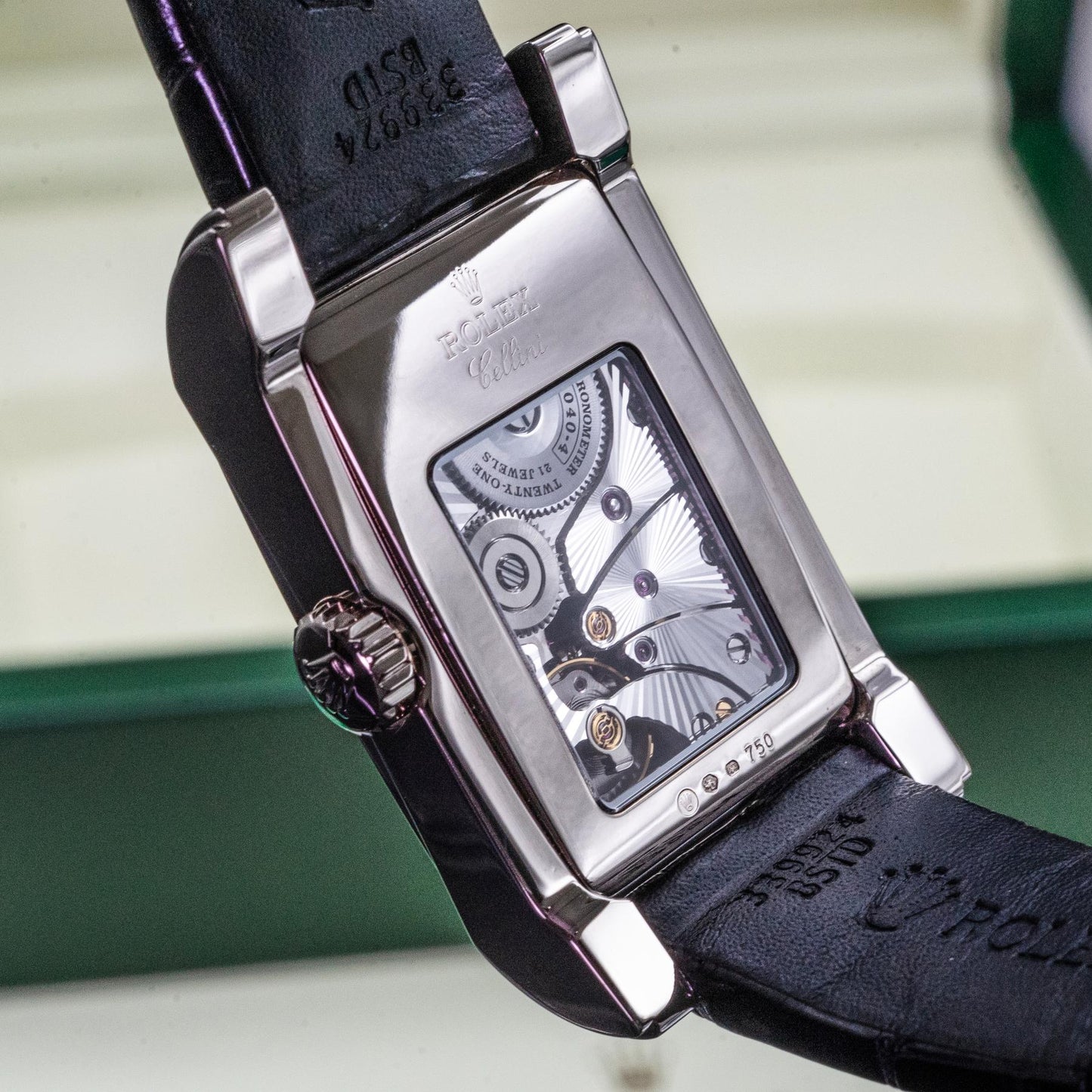 Rolex Cellini Prince 5443/9 18K White Gold Black Guilloche Dial Box Papers 2017