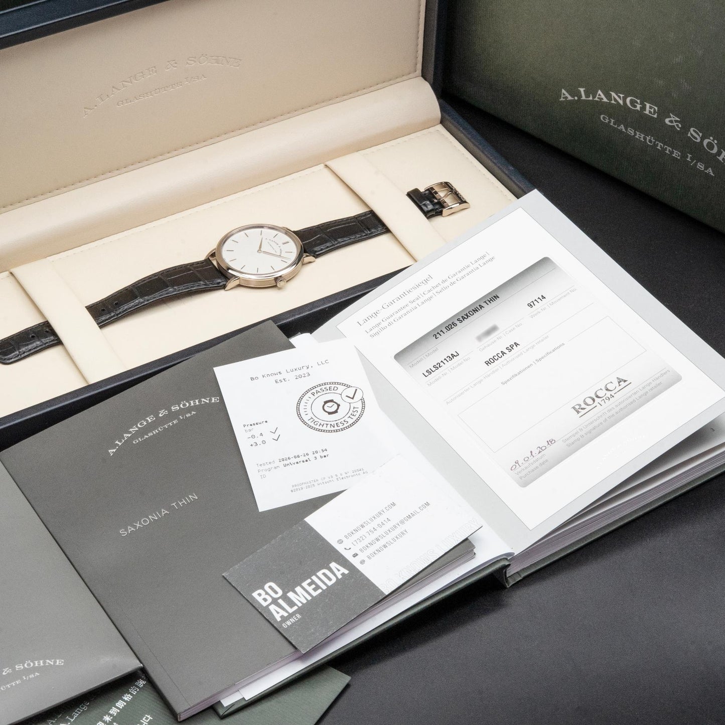 A. Lange & Sohne Saxonia Thin 211.026 White Gold Silver Dial Box Papers 2018