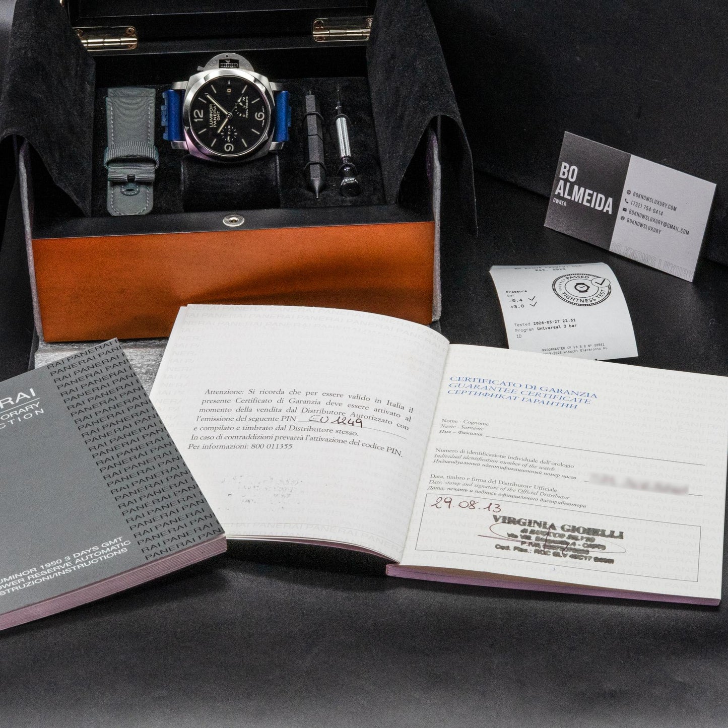 Panerai Luminor 1950 GMT PAM00321 44mm Steel Black Dial Box Papers 2013