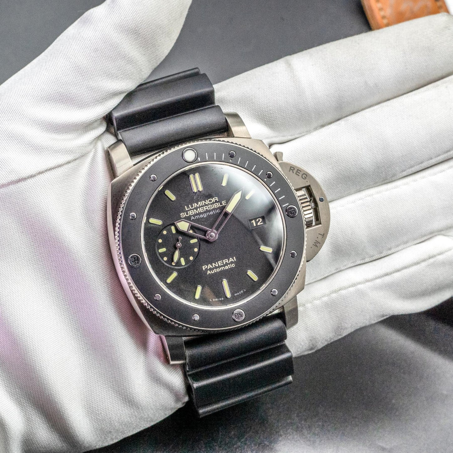 Panerai Luminor Submersible PAM00389 47mm Titanium Black Dial Box Papers 2015