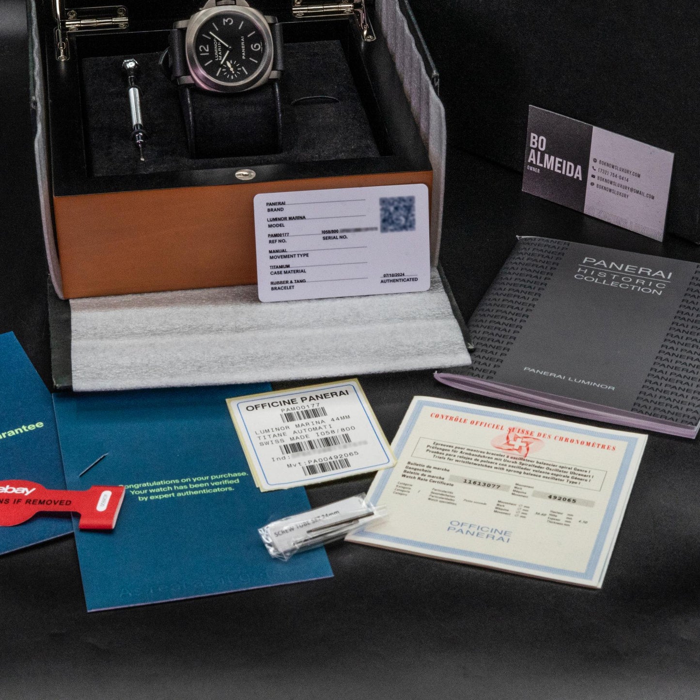 Panerai Luminor Marina PAM00177 44mm Titanium Black Dial Box Papers 2006