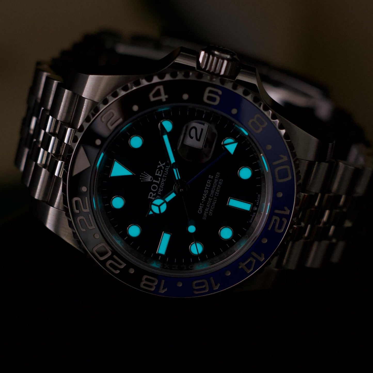Rolex GMT-Master II Batgirl 126710BLNR Jubilee Bracelet 40mm Steel Box Papers