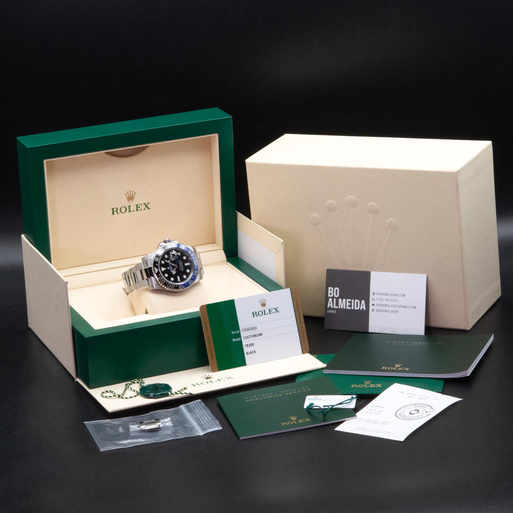 Rolex GMT-Master II 116710BLNR Batman 40mm Steel Black Dial Box Papers 2018