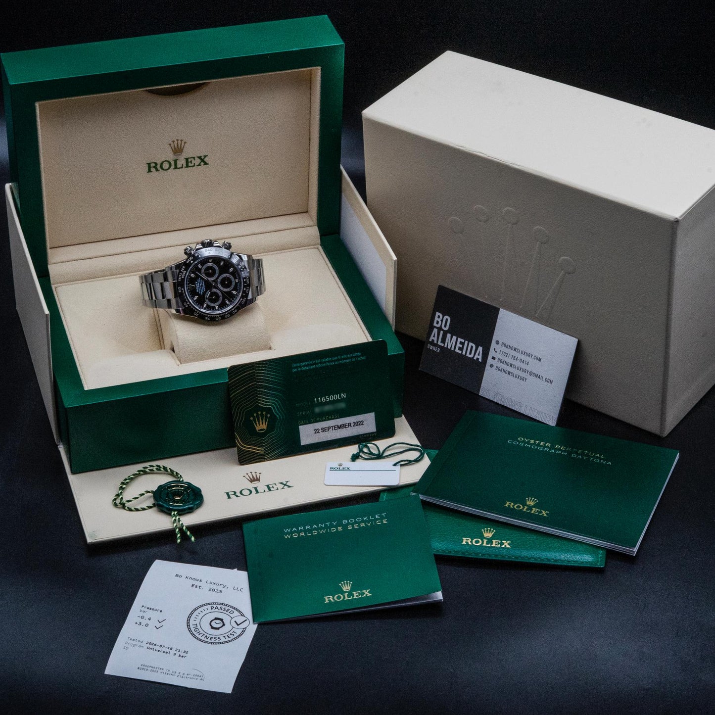Rolex Daytona 116500LN 40mm Steel Black Dial Box Papers 2022