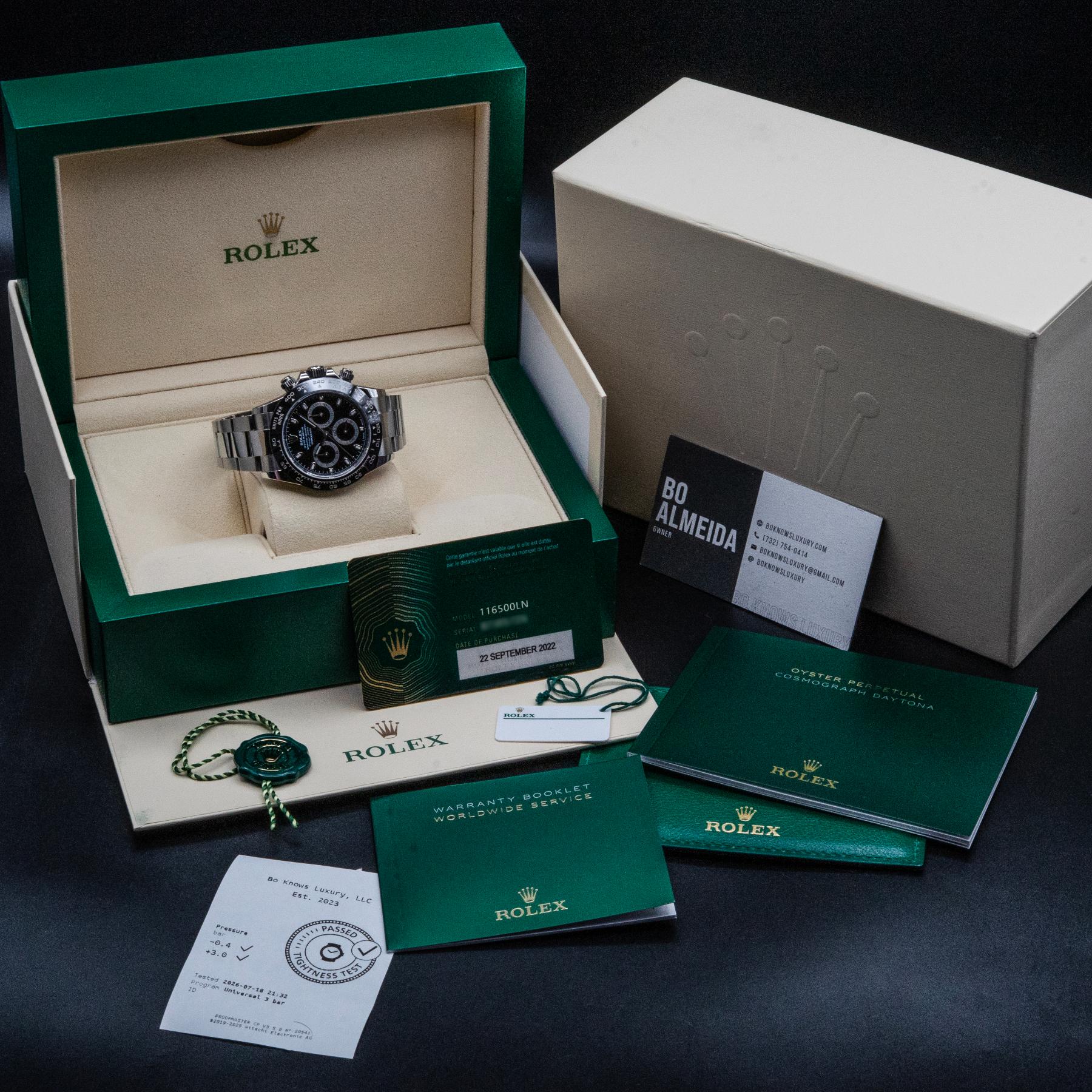 Rolex Daytona 116500LN 40mm Steel Black Dial Box Papers 2022