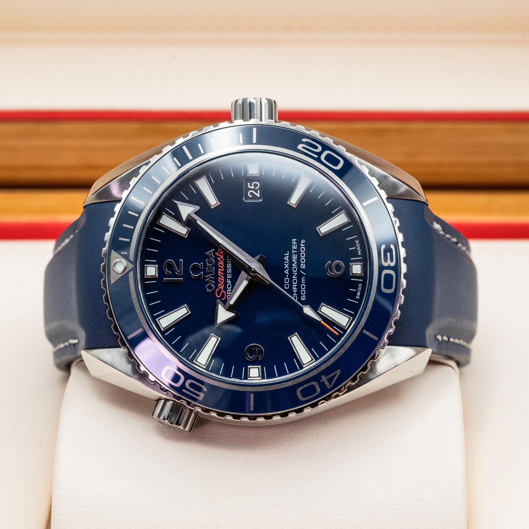 Omega Seamaster Planet Ocean 600M 42mm Titanium Blue Dial Co-Axial Box Papers