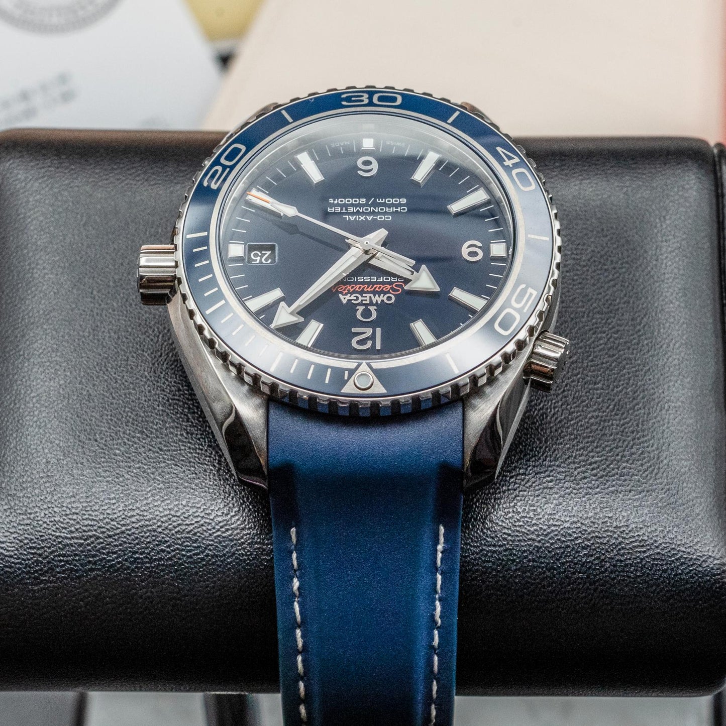 Omega Seamaster Planet Ocean 600M 42mm Titanium Blue Dial Co-Axial Box Papers