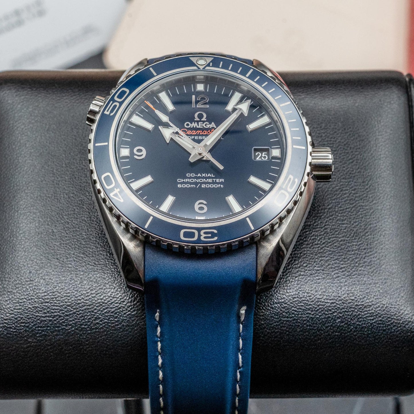 Omega Seamaster Planet Ocean 600M 42mm Titanium Blue Dial Co-Axial Box Papers