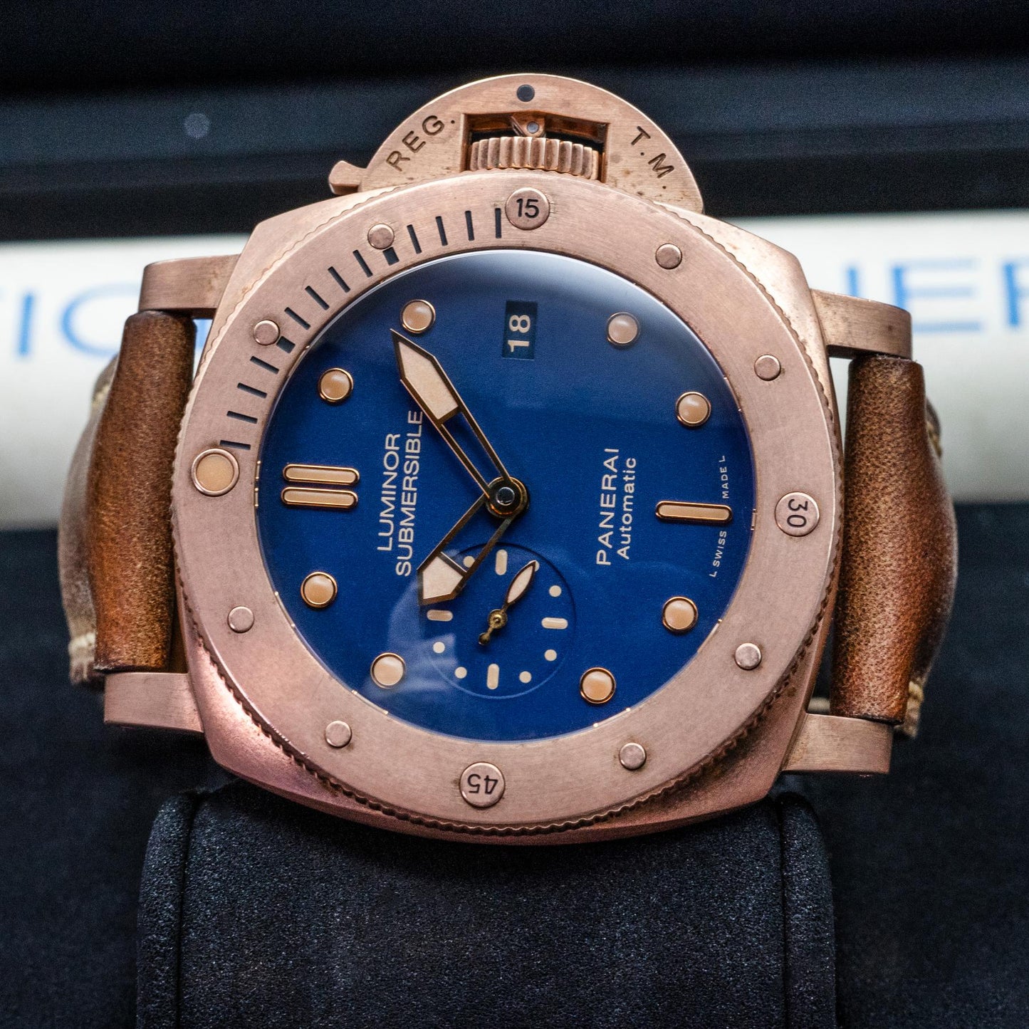 PAM00671  Submersible 1950 Bronzo 47mm Blue Dial