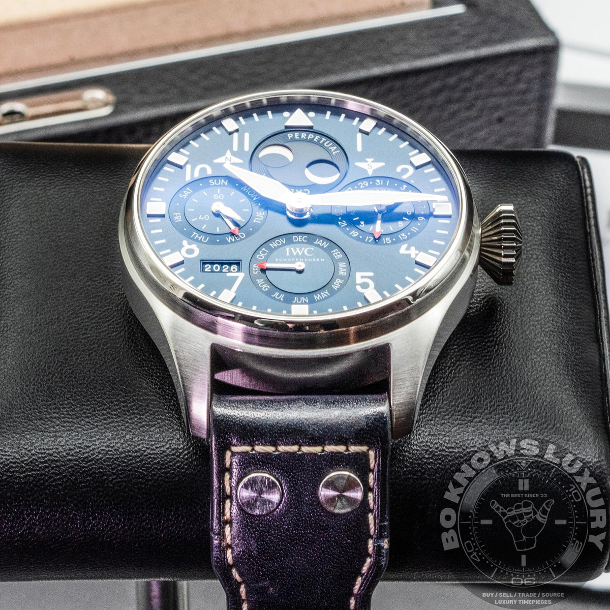 IWC Big Pilot Perpetual Calendar IW503605 46mm Steel Blue Dial Box Papers 2023