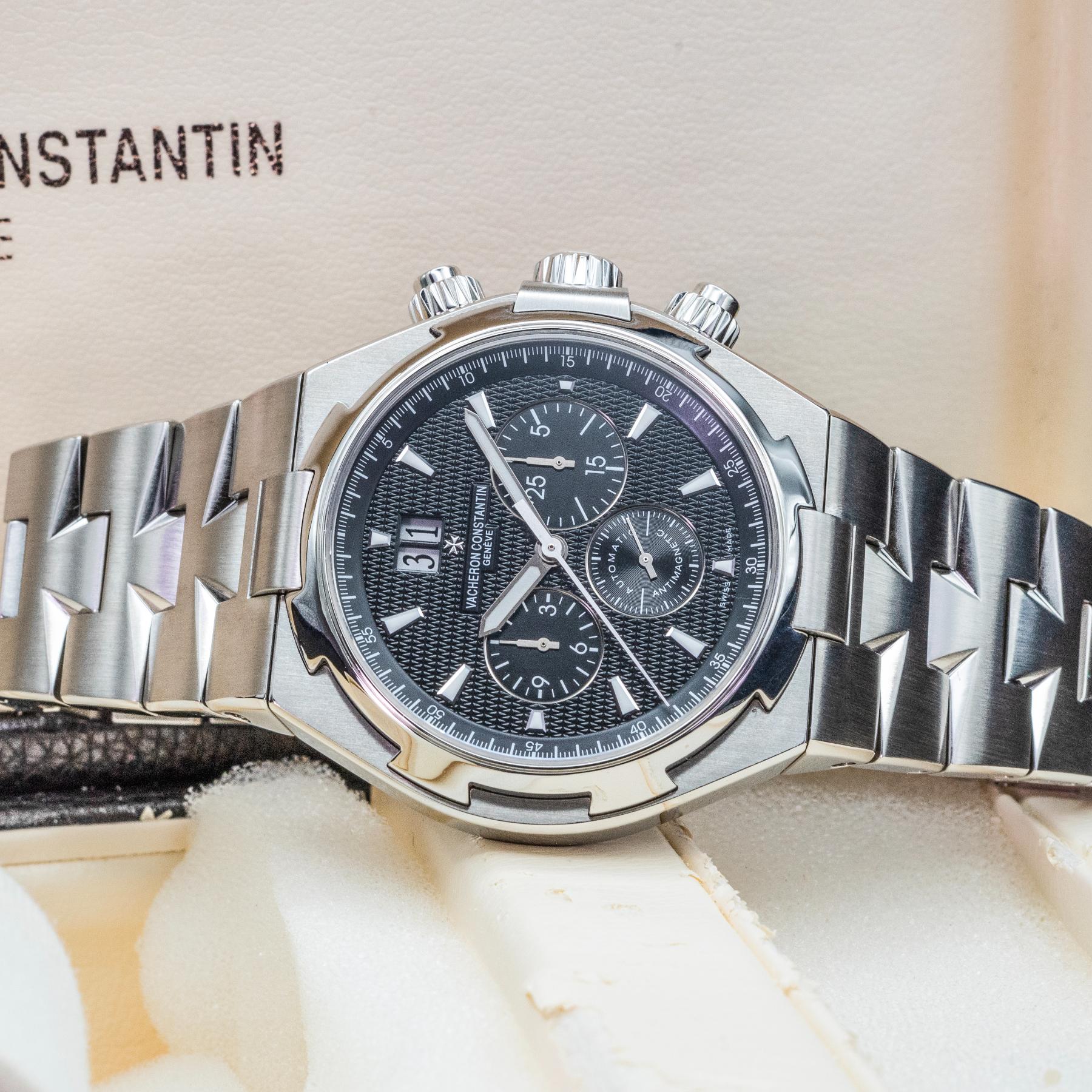 Vacheron Constantin Overseas Chronograph 49150 42mm Steel Black Dial Box Papers