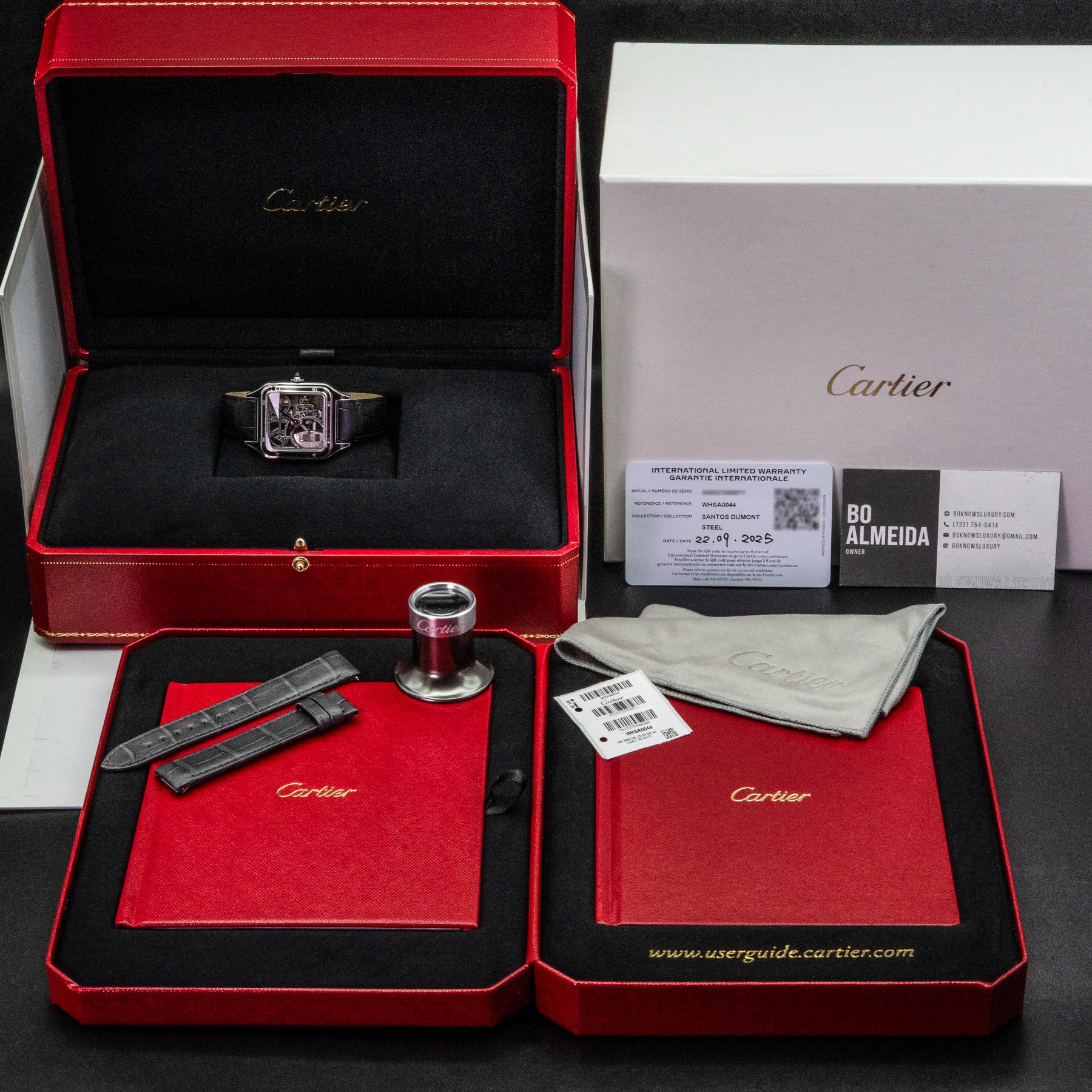 Cartier Santos-Dumont Skeleton Micro-Rotor WHSA0044 Steel Case Box Papers 2025