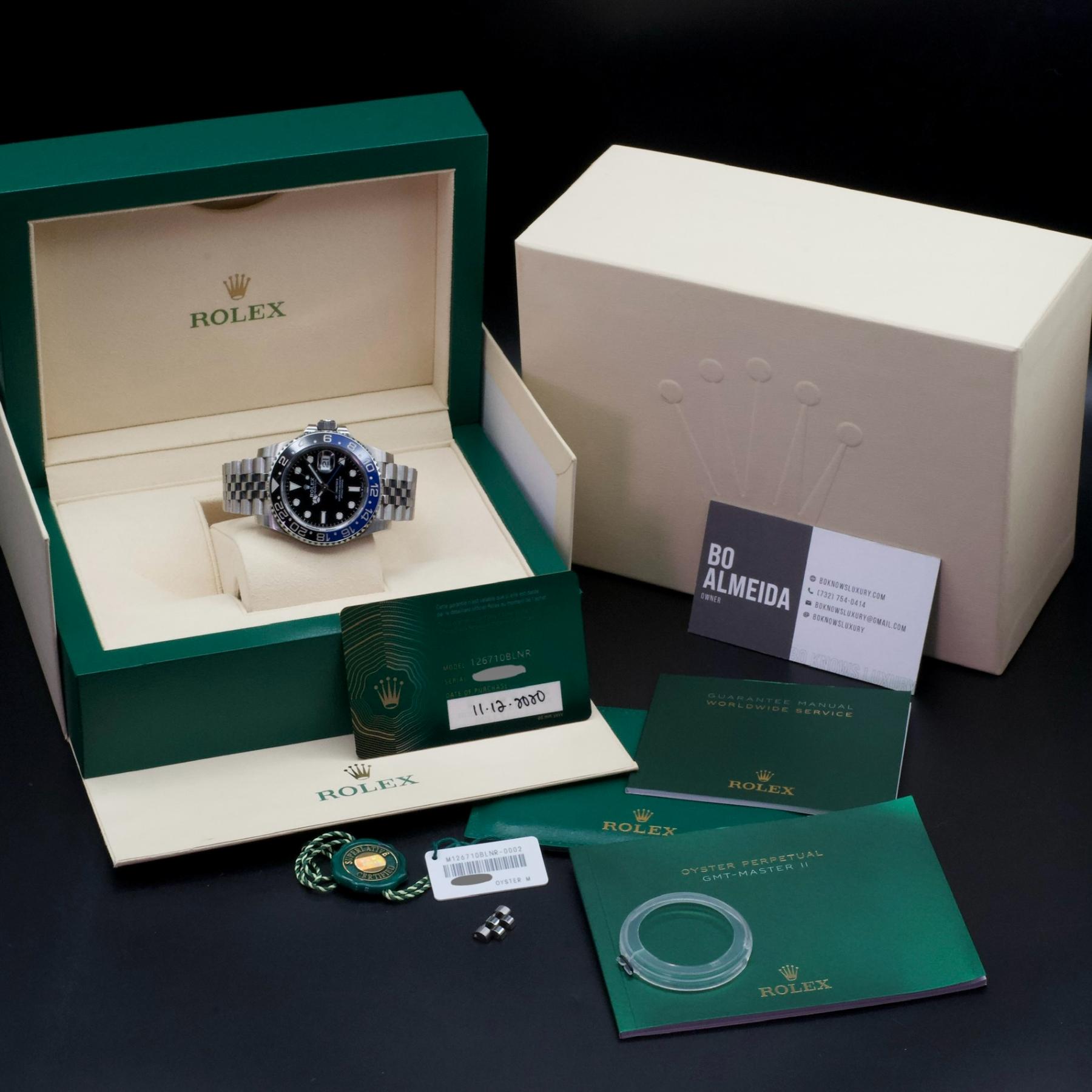 Rolex GMT-Master II Batgirl 126710BLNR Jubilee Bracelet 40mm Steel Box Papers