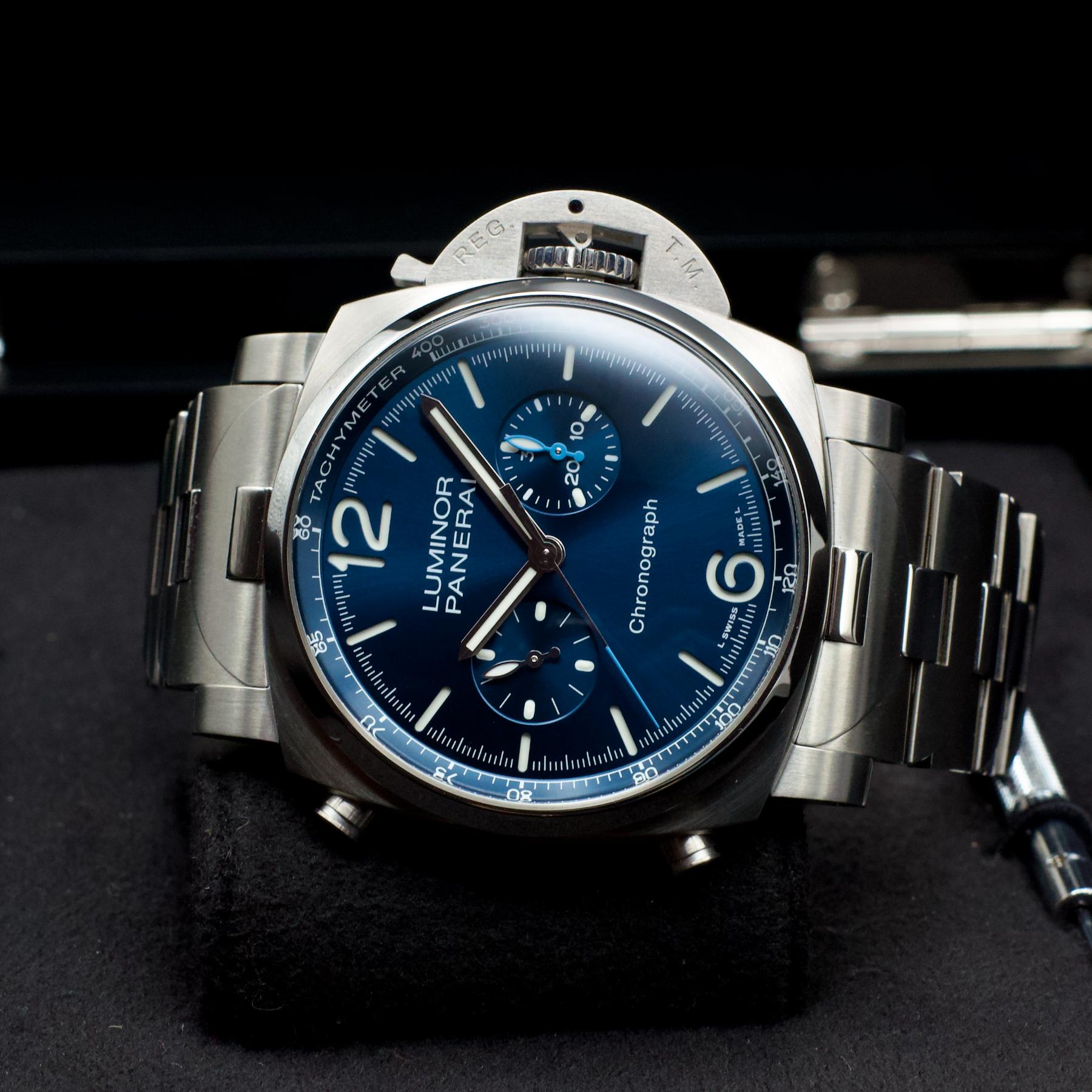 Panerai PAM01110 Luminor Chrono Blue Stainless Steel 