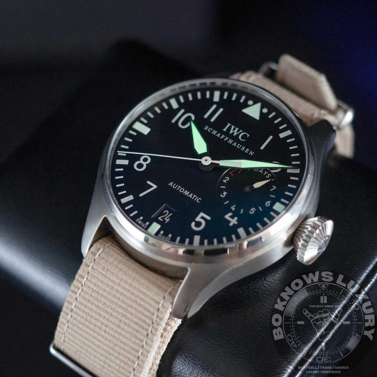 IWC Big Pilot IW500401 46mm Steel Black Dial 7 Day Automatic Three OEM Straps