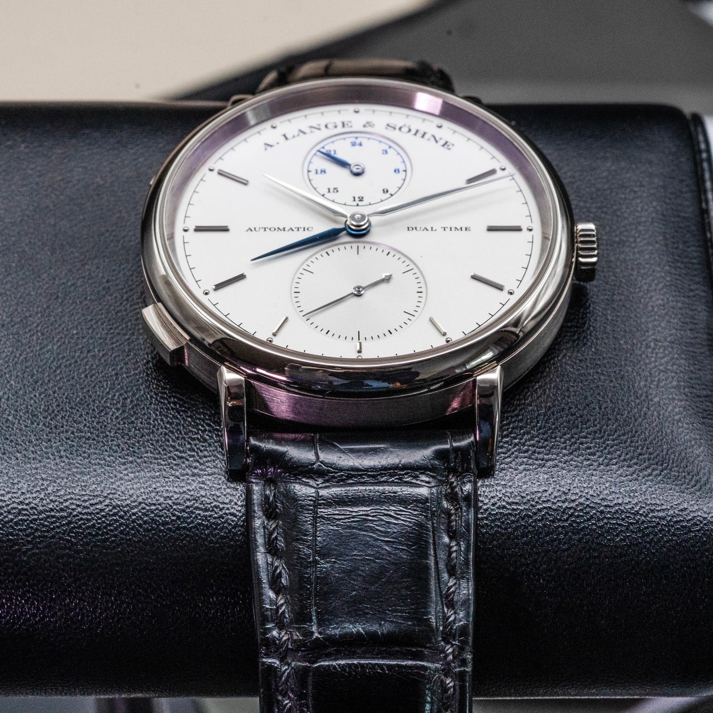 A. Lange & Sohne Saxonia Dual Time 385.026 40mm White Gold Box Papers 2015