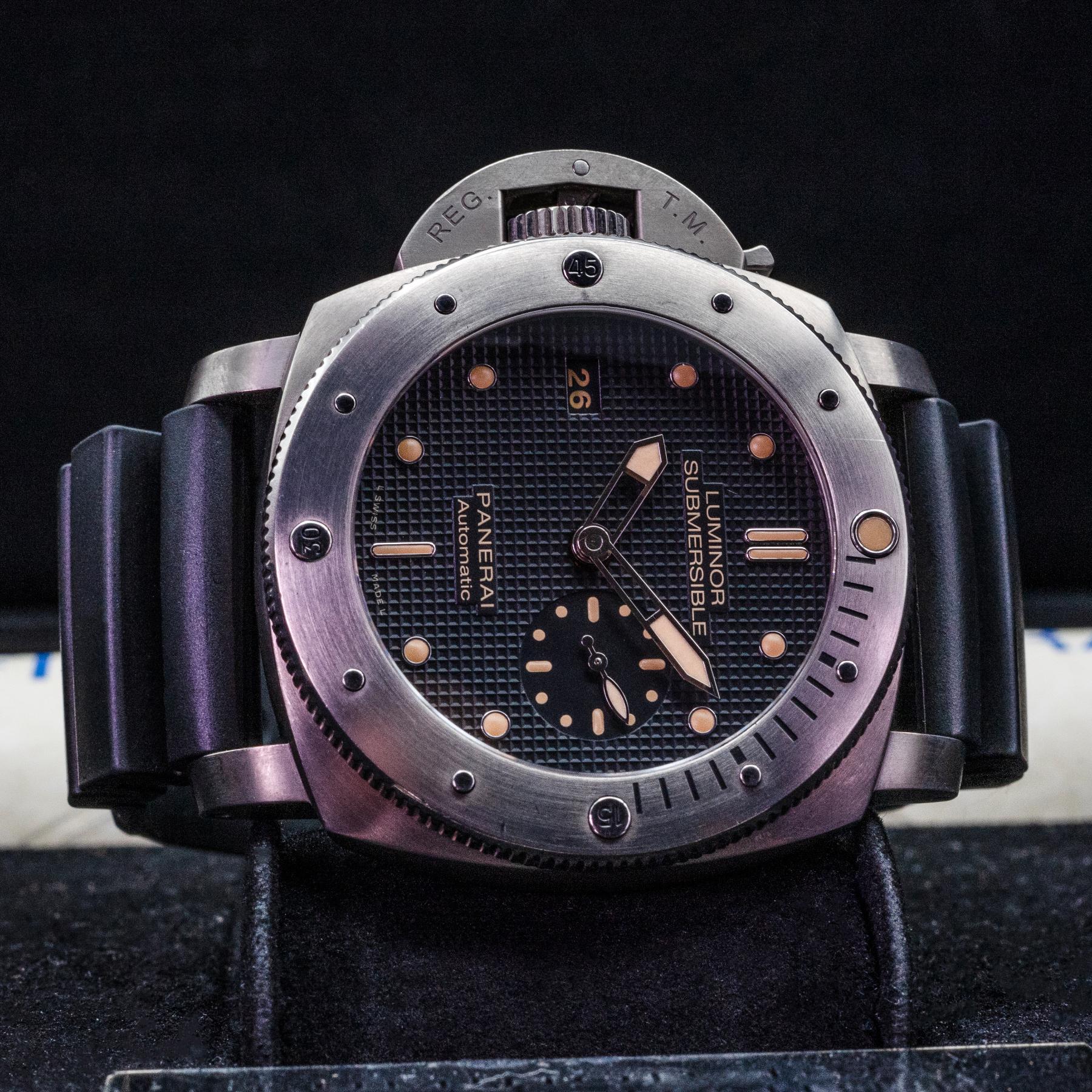Panerai Luminor Submersible PAM00569 47mm Titanium Black Dial Box Papers 2014