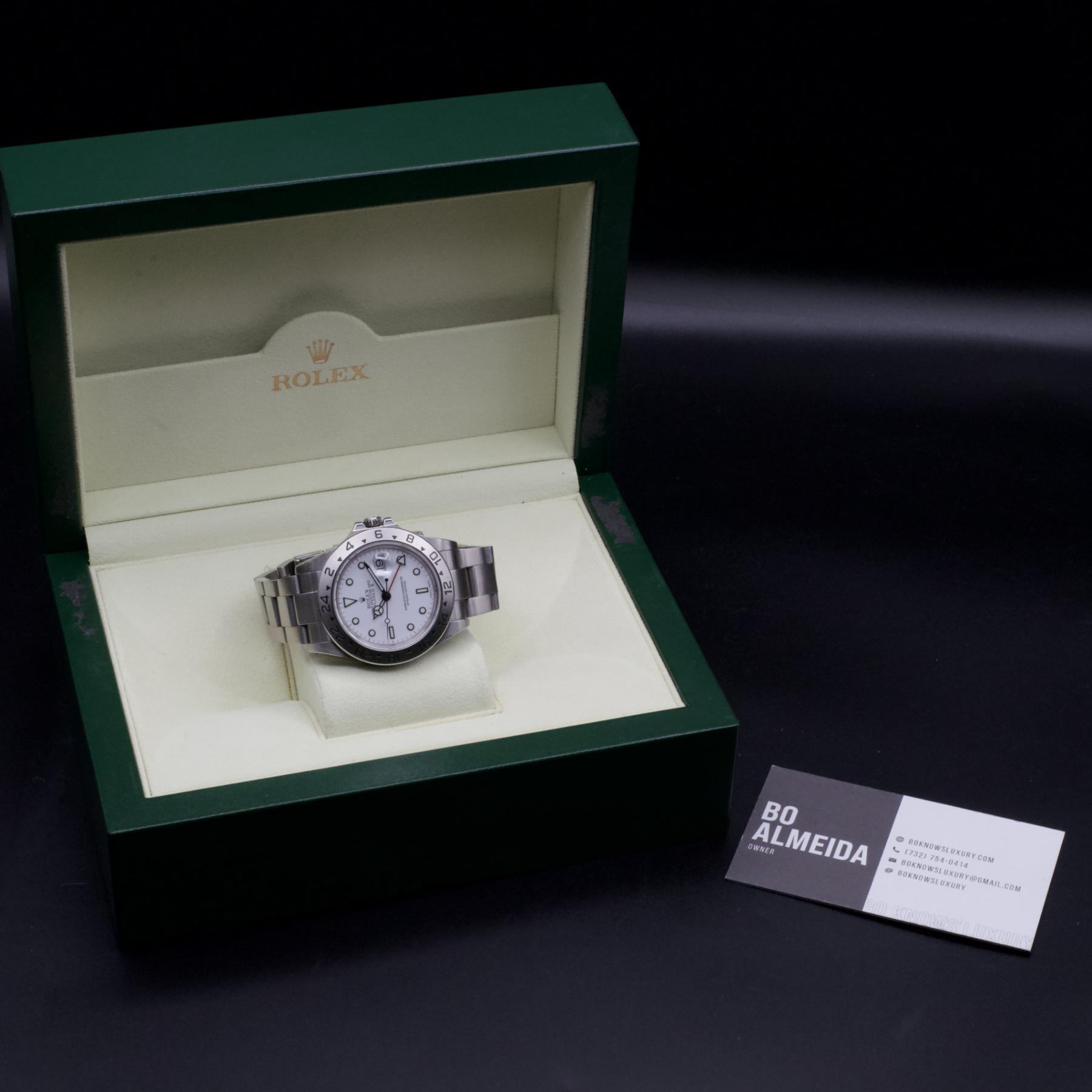Rolex Explorer II 16570 Polar White Dial 40mm Steel Bracelet Box Year 1999
