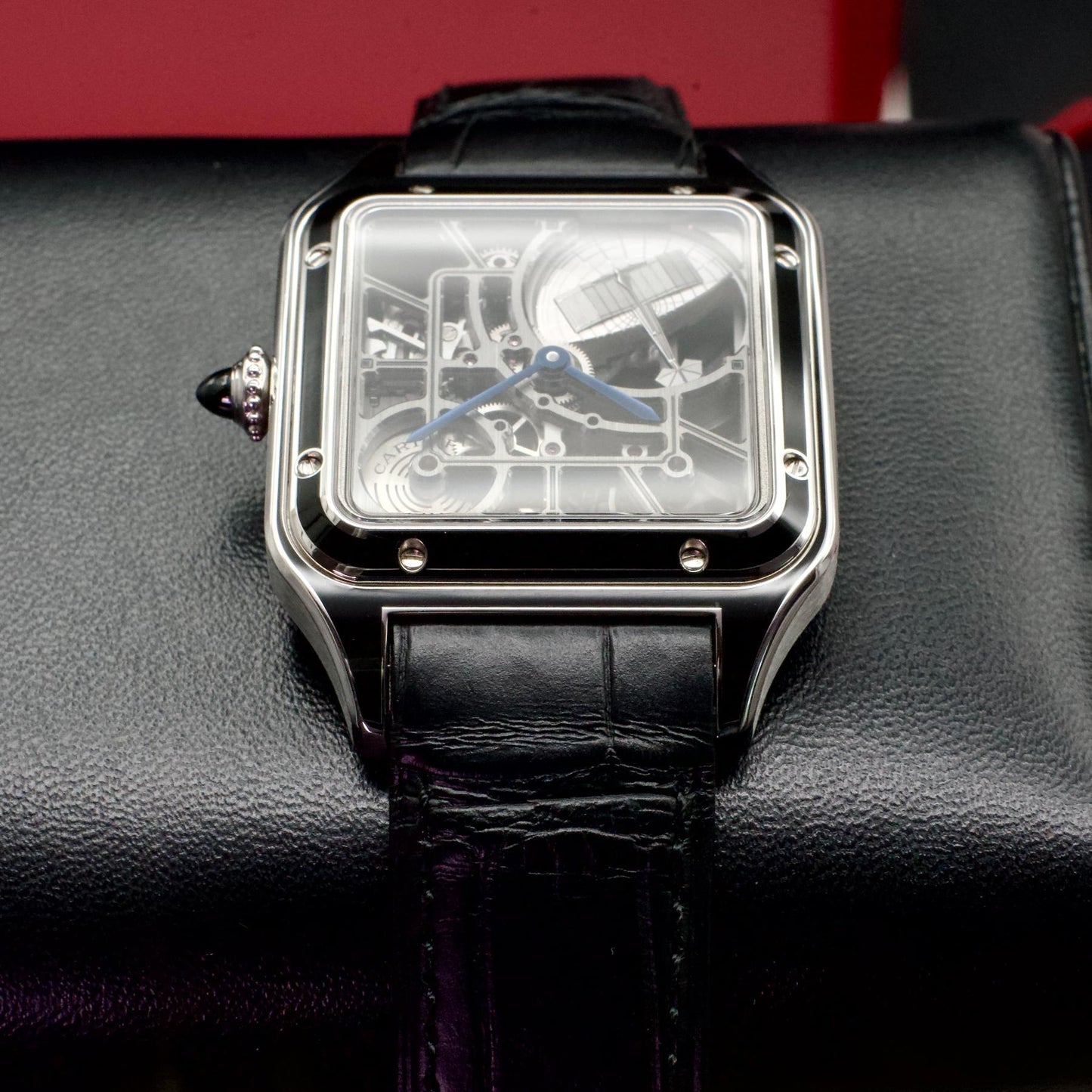 Cartier Santos-Dumont Skeleton Micro-Rotor WHSA0044 Steel Case Box Papers 2025