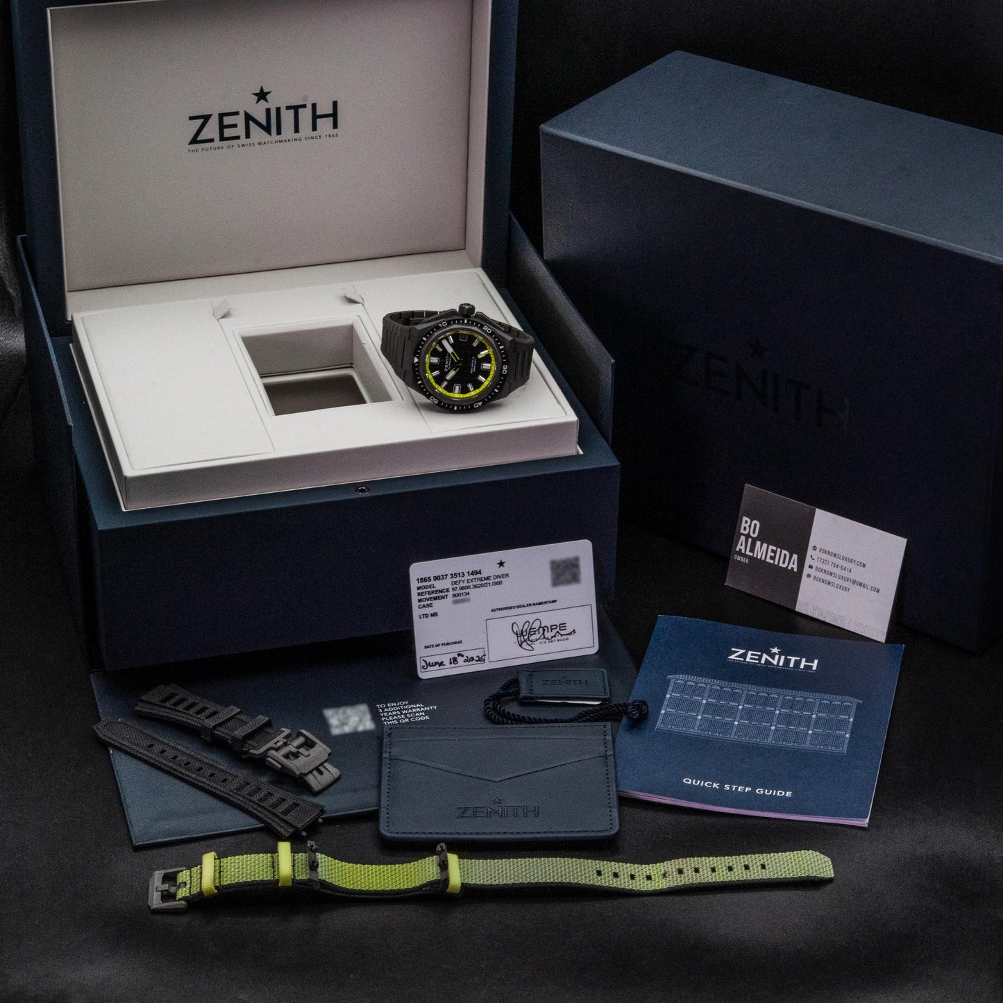 Zenith Defy Extreme Diver 97.9600.3620 Titanium 42.5mm Black Yellow Box Papers