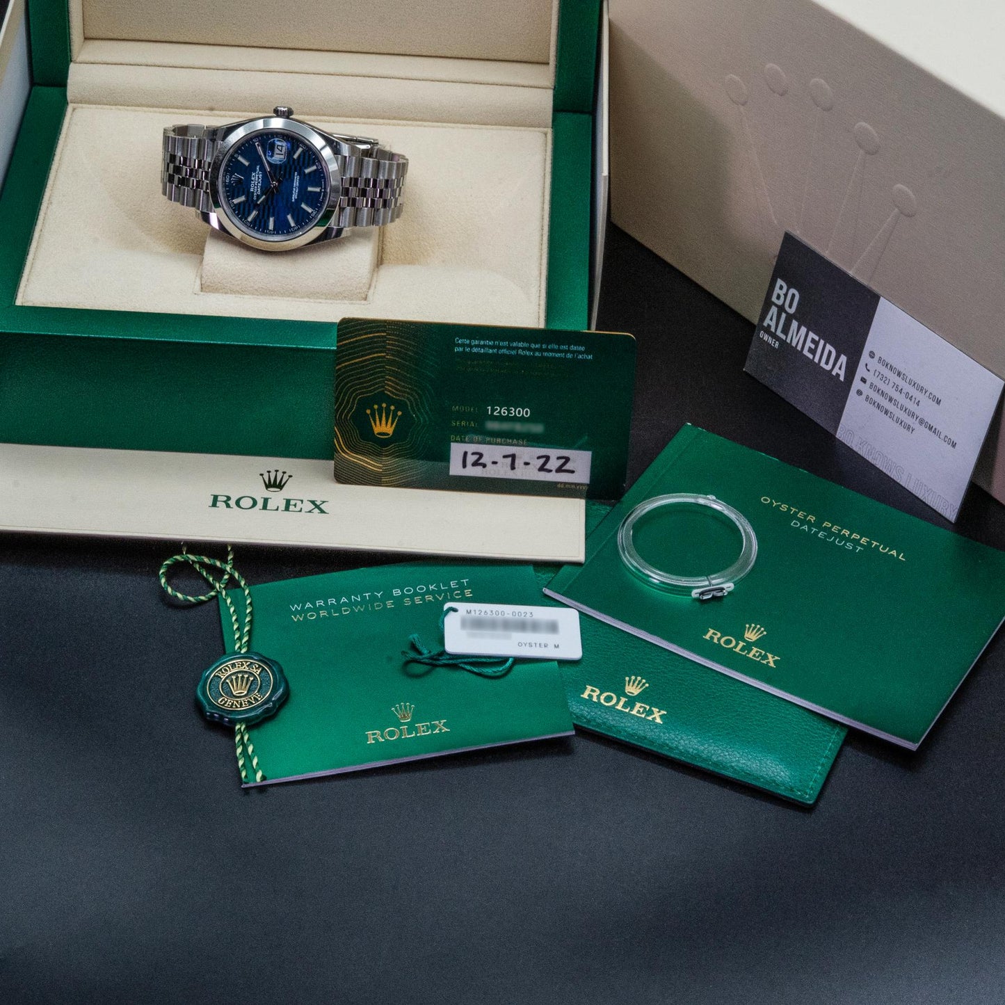 Rolex Datejust 41 126300 Steel Blue Fluted Motif Dial Box Papers 2022