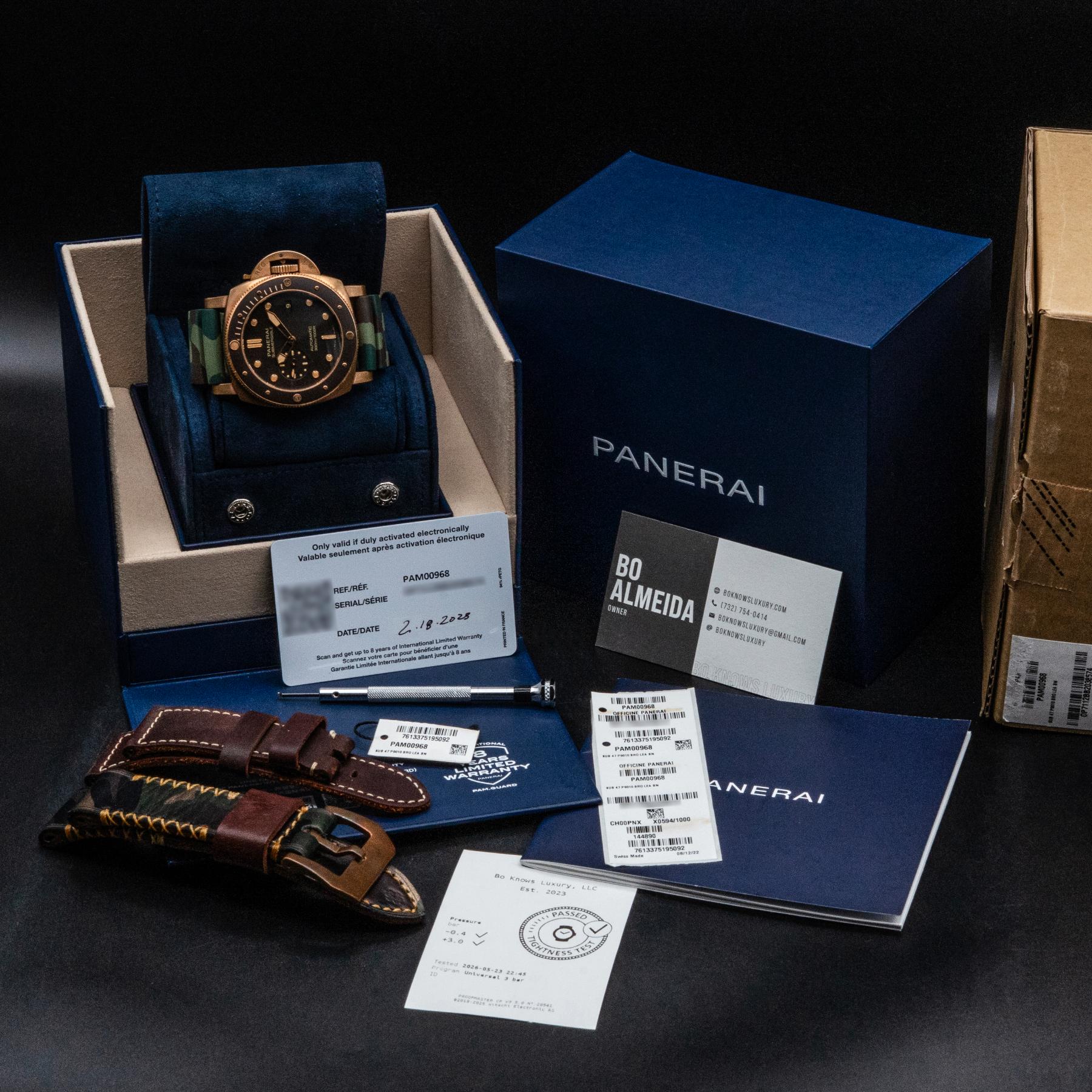 Panerai Submersible Bronzo PAM00968 47mm Bronze Brown Dial Box Papers 2023