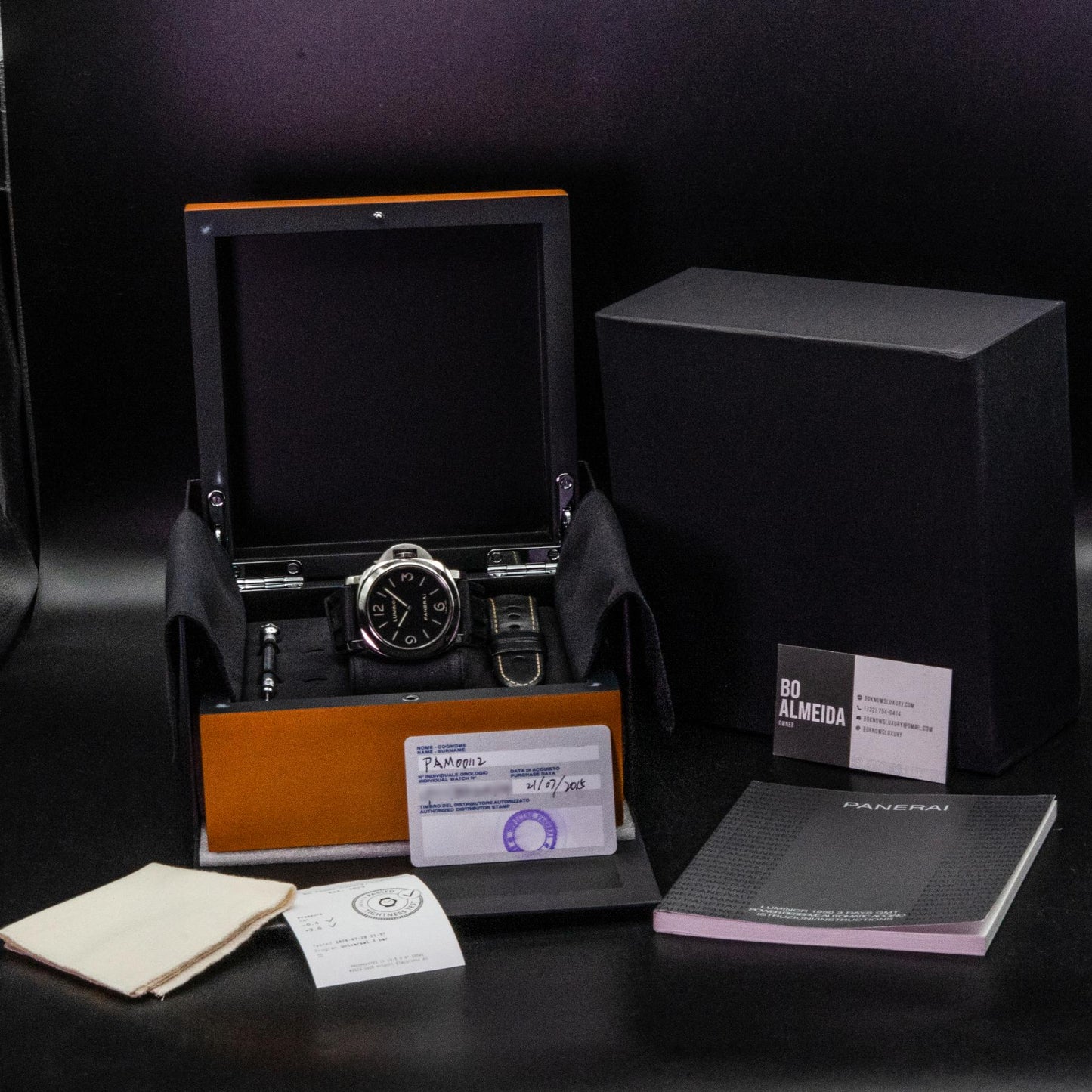Panerai Luminor Base PAM00112 44mm Black Dial Manual Wind Box Papers 2015