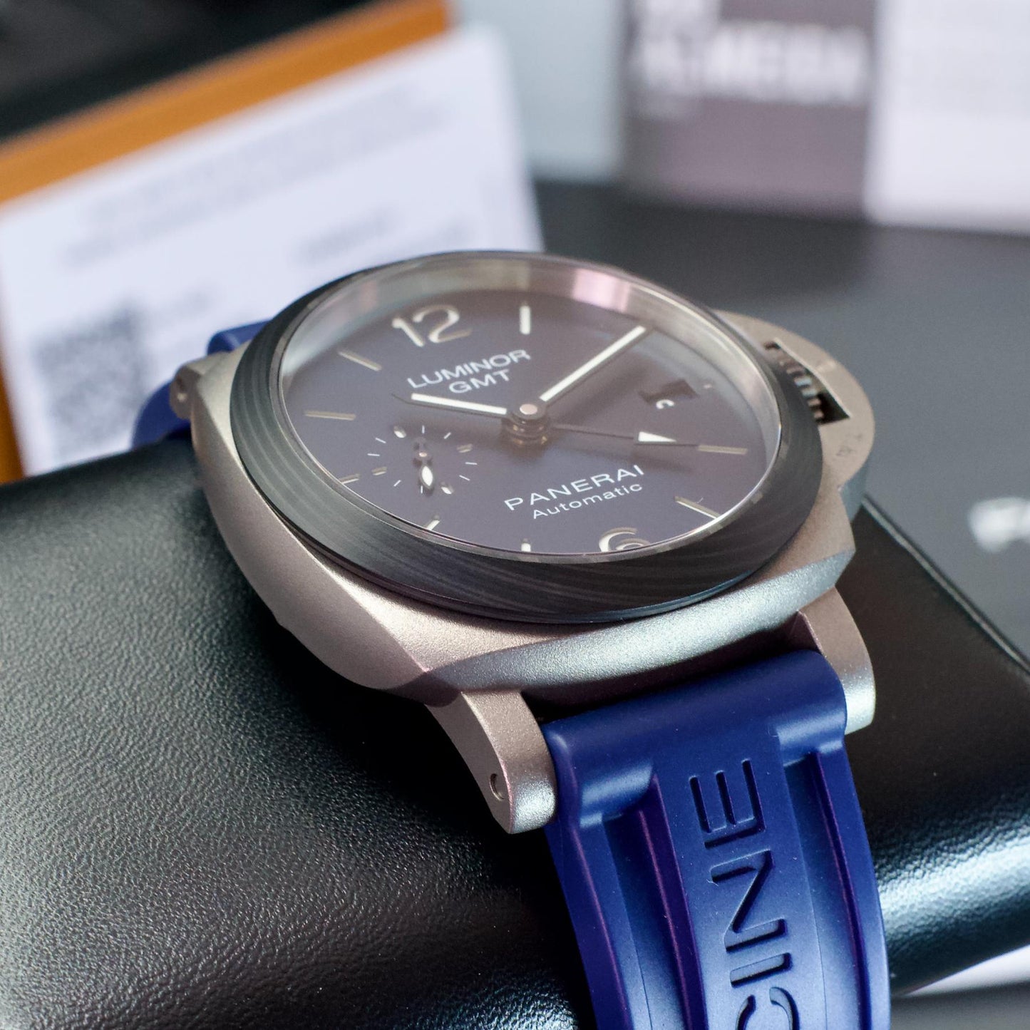 Panerai PAM01279 Luminor GMT Titanium Carbotech Bezel 42mm Box Papers