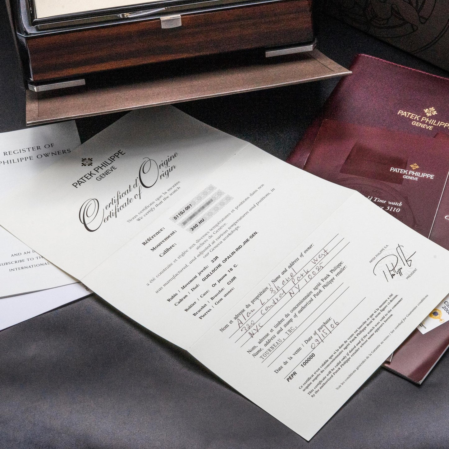 Patek Philippe World Time 5110J-001 37mm certification