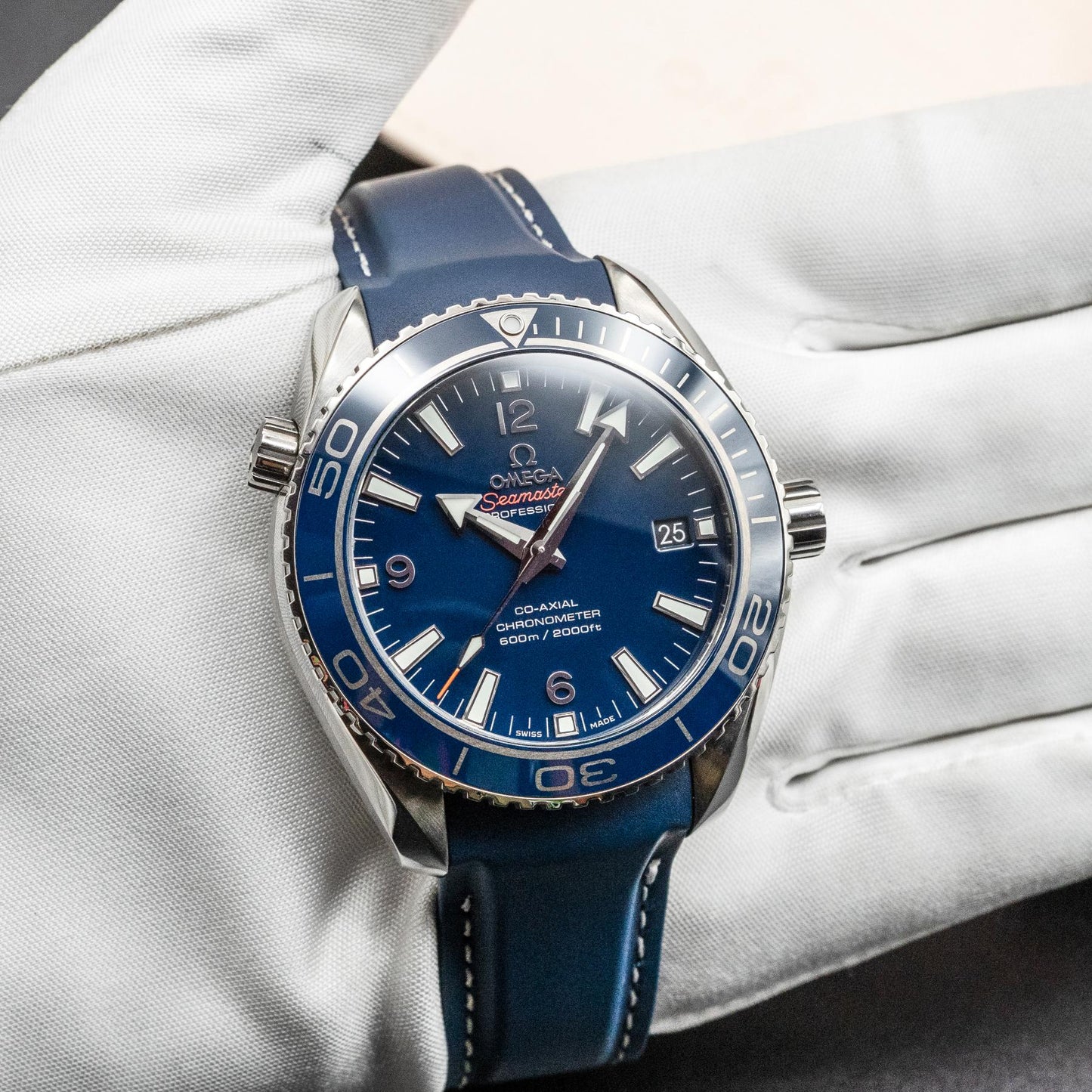 Omega Seamaster Planet Ocean 600M 42mm Titanium Blue Dial Co-Axial Box Papers